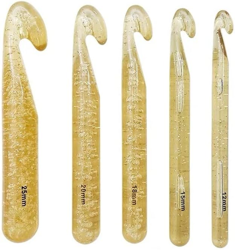 LORJE 5Pcs Huge Crochet Hooks Set, Large Crochet Needles Hooks,Coarse Knit Crochet Hooks,Plastic Knitting Needles Kit DIY Yarn Sewing Craft Knitting Tool,12Mm-25Mm for Crocheting Knitting Needles Set Weaving Tools image number 2