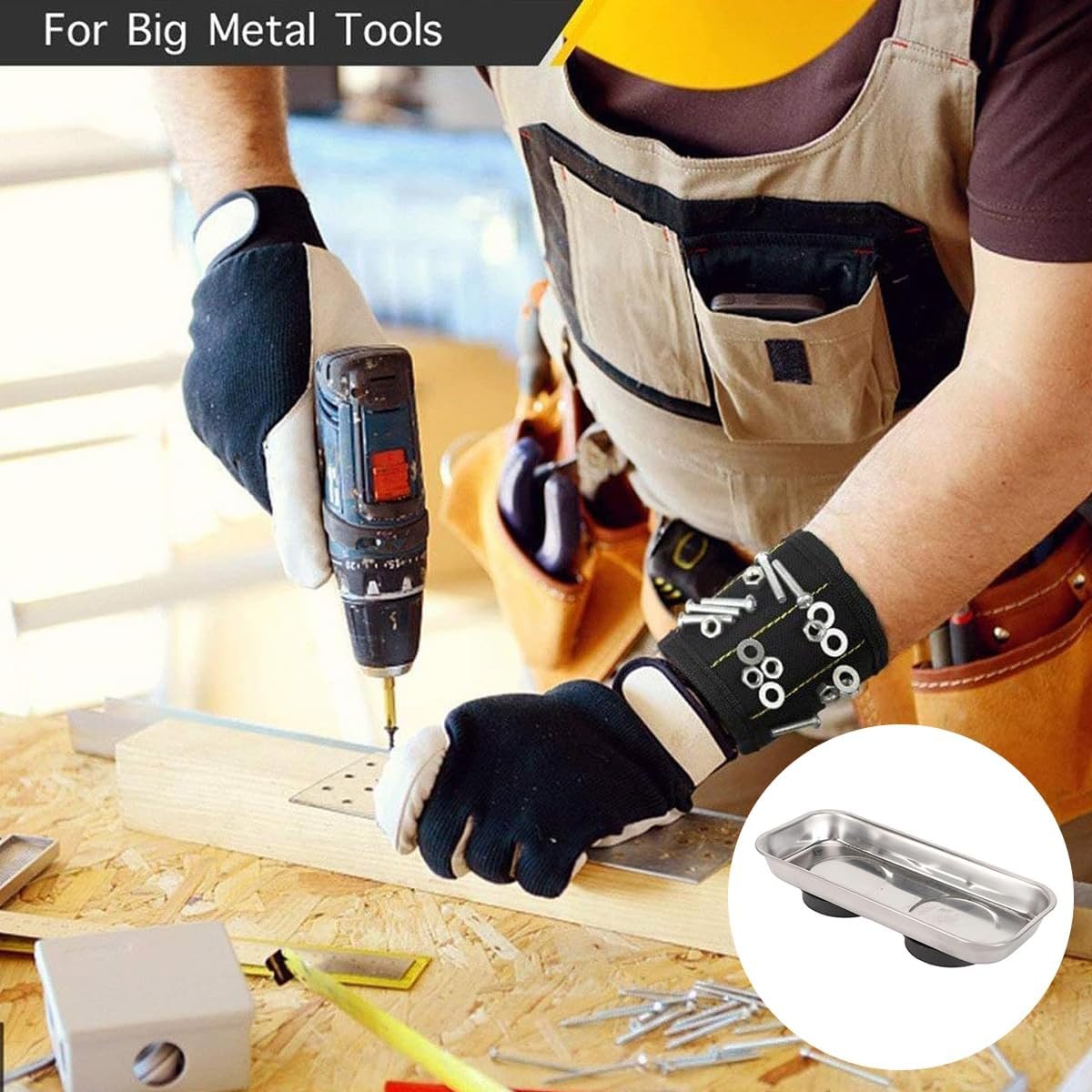 AIMALL Stainless Steel Magnetic Tool Tray &ndash; Rectangular Magnetic Parts Bowl for Screw and Nut Storage, Durable 5.8X2.6In Hardware Organizer Plate for Garage and Workshop image number 4