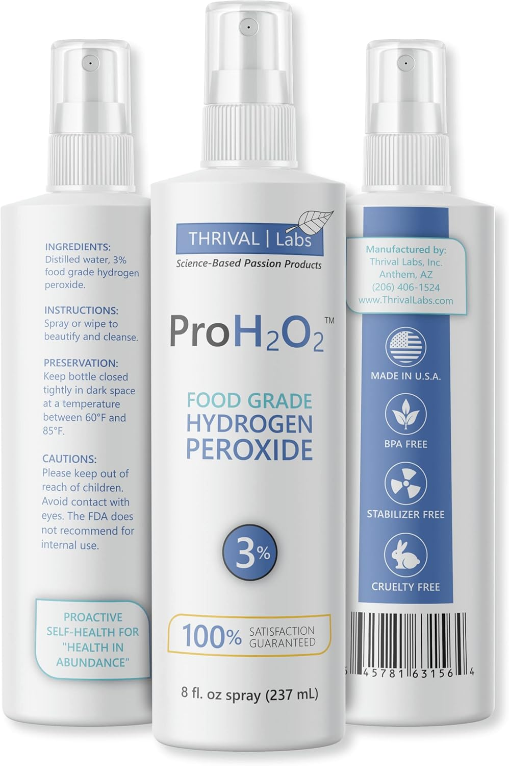 Proh2O2 Food Grade Hydrogen Peroxide 3%, Natural Cleaner by Thrival Labs, Spray Bottle, 8 Fluid Ounces image number 3