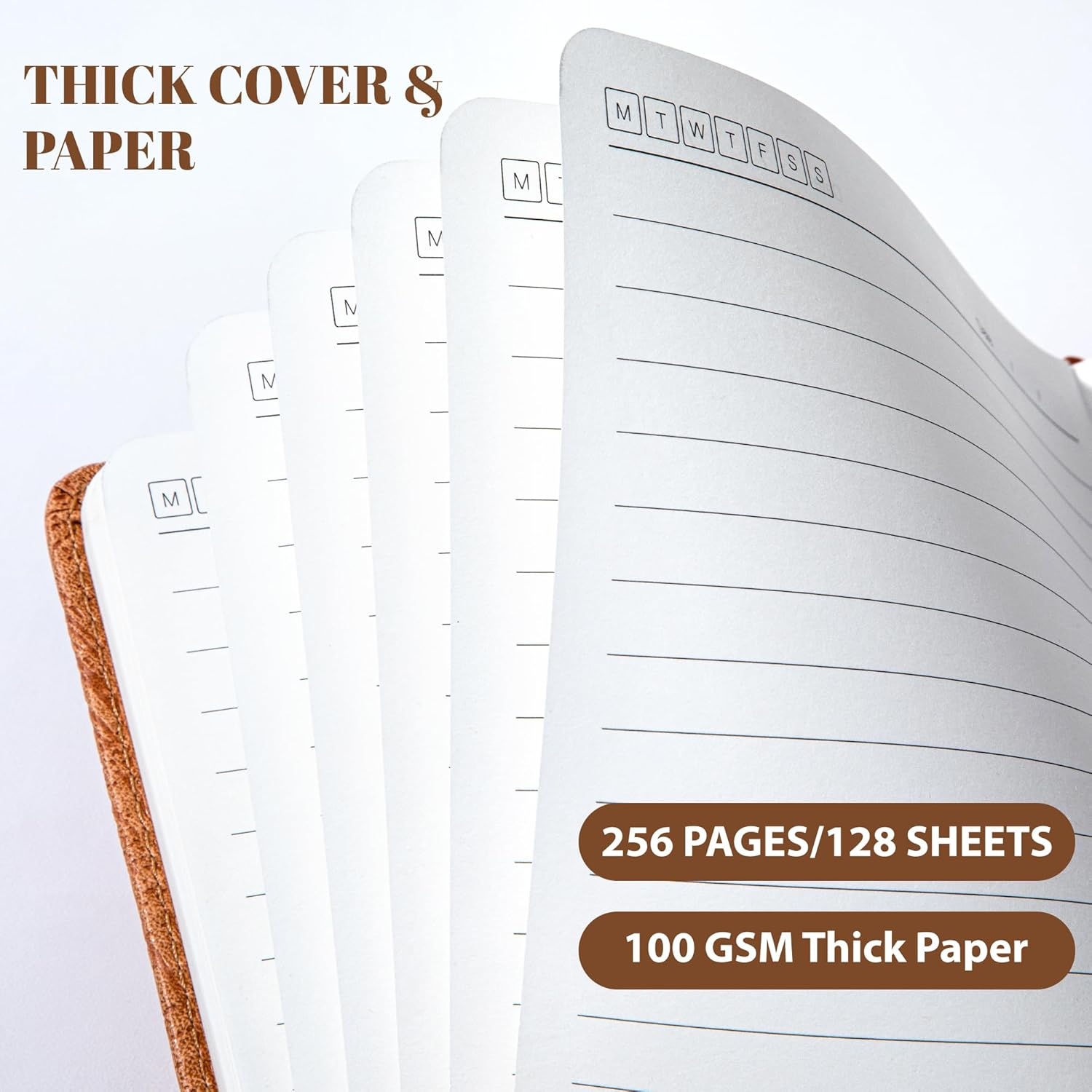 CAGIE Lined Journal for Writing, A5 Tree Growth Ring Leather Bound Journal Notebook, 256 Pages 100 GSM Journals for Men Women, Hardcover Journaling Notebooks for Work, Note Taking - Khaki image number 3