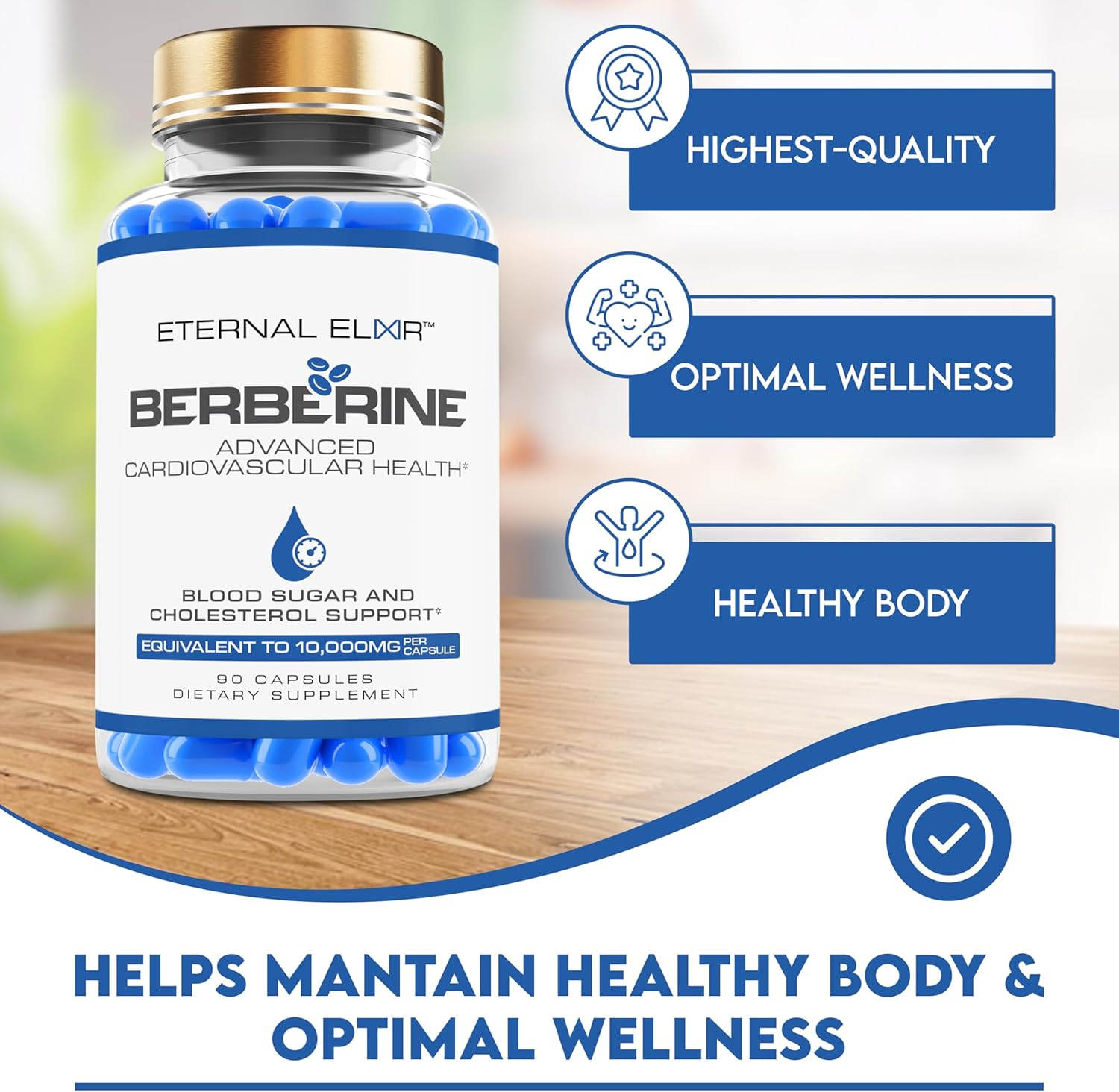 Eternal Elixir Advanced Berberine Capsules - 10,000Mg Equivalent - 90 Capsules - Dietary Supplements for Blood Sugar & Cholesterol Support - Gluten-Free and Sugar-Free Berberine Supplement" image number 6