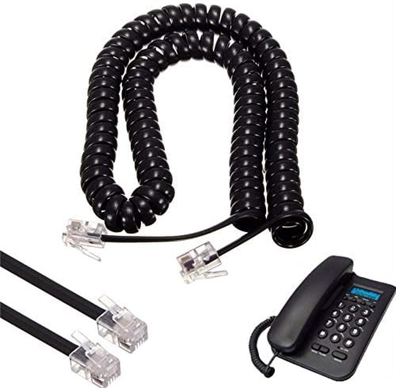 BE-TOOL 1 X Black RJ10 RJ9 4P4C Telephone Handset Headphone Cable Coiled Cord 2M/3M/5M image number 3