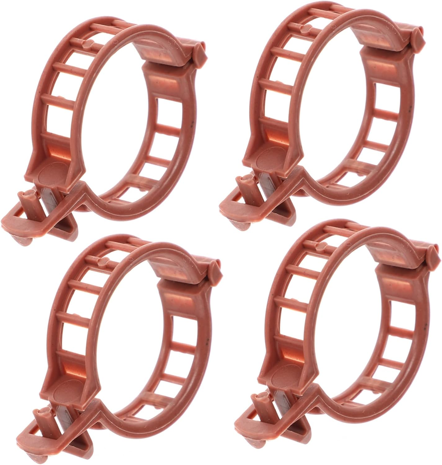 Kisangel 100Pcs Plastic Plant Clips Gardening Clamps Tomato Stem Support Fixing Clips 32Mm Diameter Brown for Garden Plant Growth and Vine Stabilizing