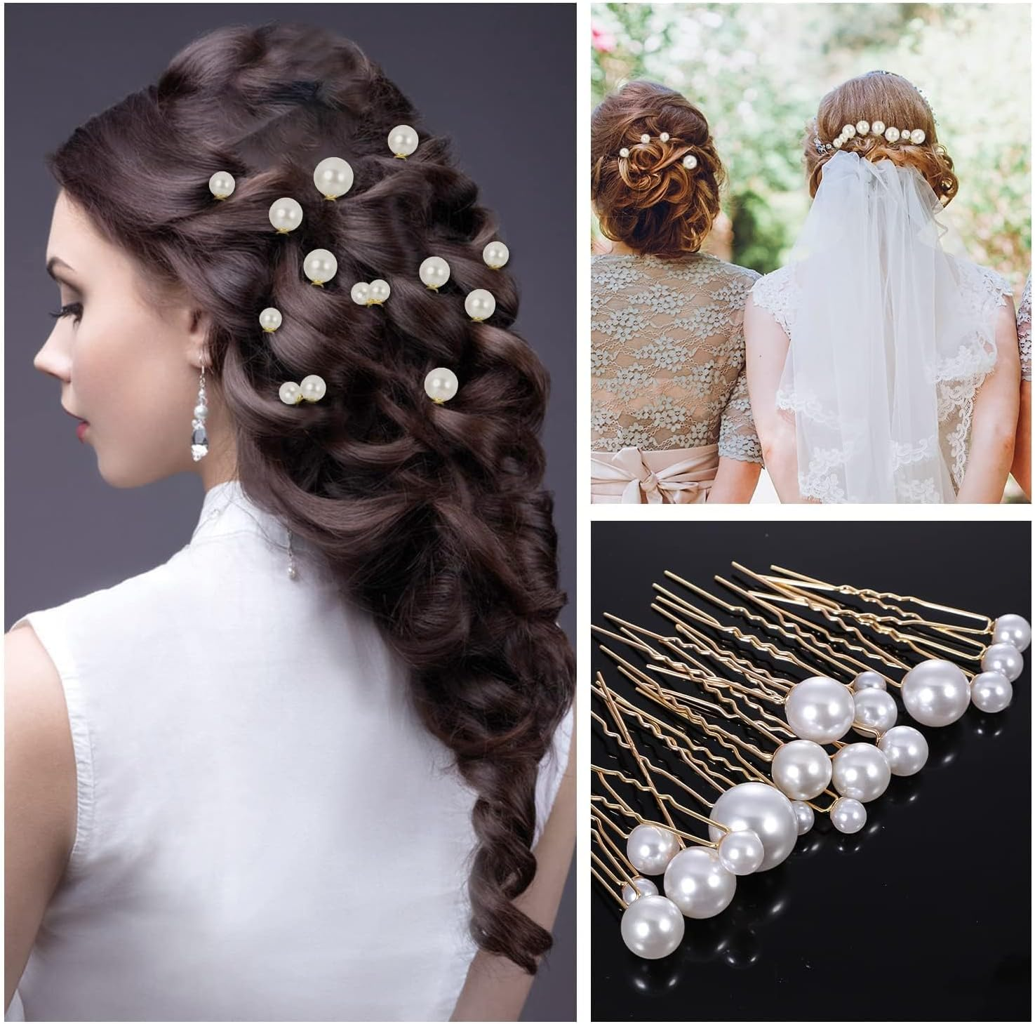 16 Pcs Wedding Pearl Hair Pins, Bridal Hair Pins U Shape Hair Accessories Barrette for Bride Bridesmaid Women Girls Silver image number 2