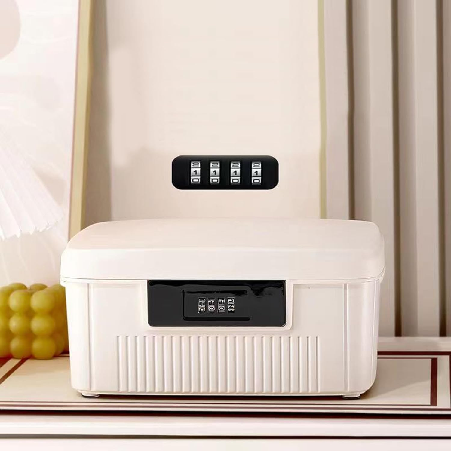 20 * 25 * 10Cm Medicine Organizer Box First Aid Health Emergency Storage Box Large Capacity Medicine Storage Bins with Combination Locks(White)