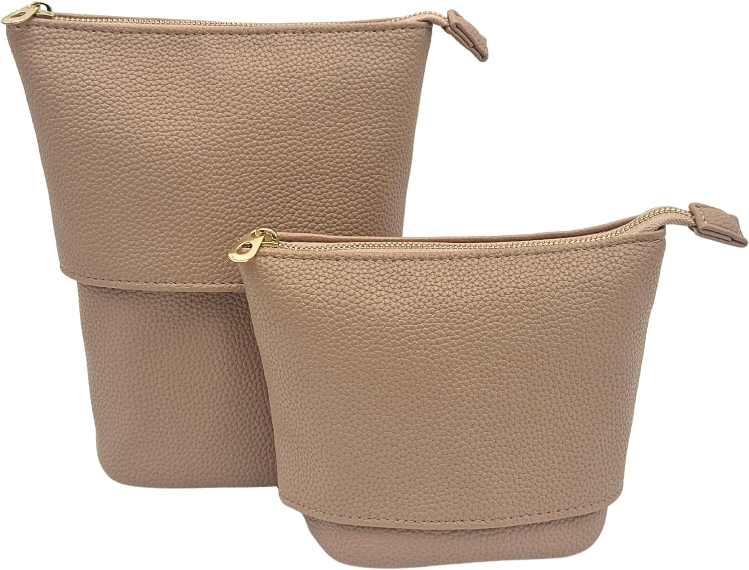 JAZD Travel Makeup Brush Bag Standup Brush Holder Portable Convertible Make up Brush Pouch Cosmetic Case, BEIGE, Minimalist Multipurpose