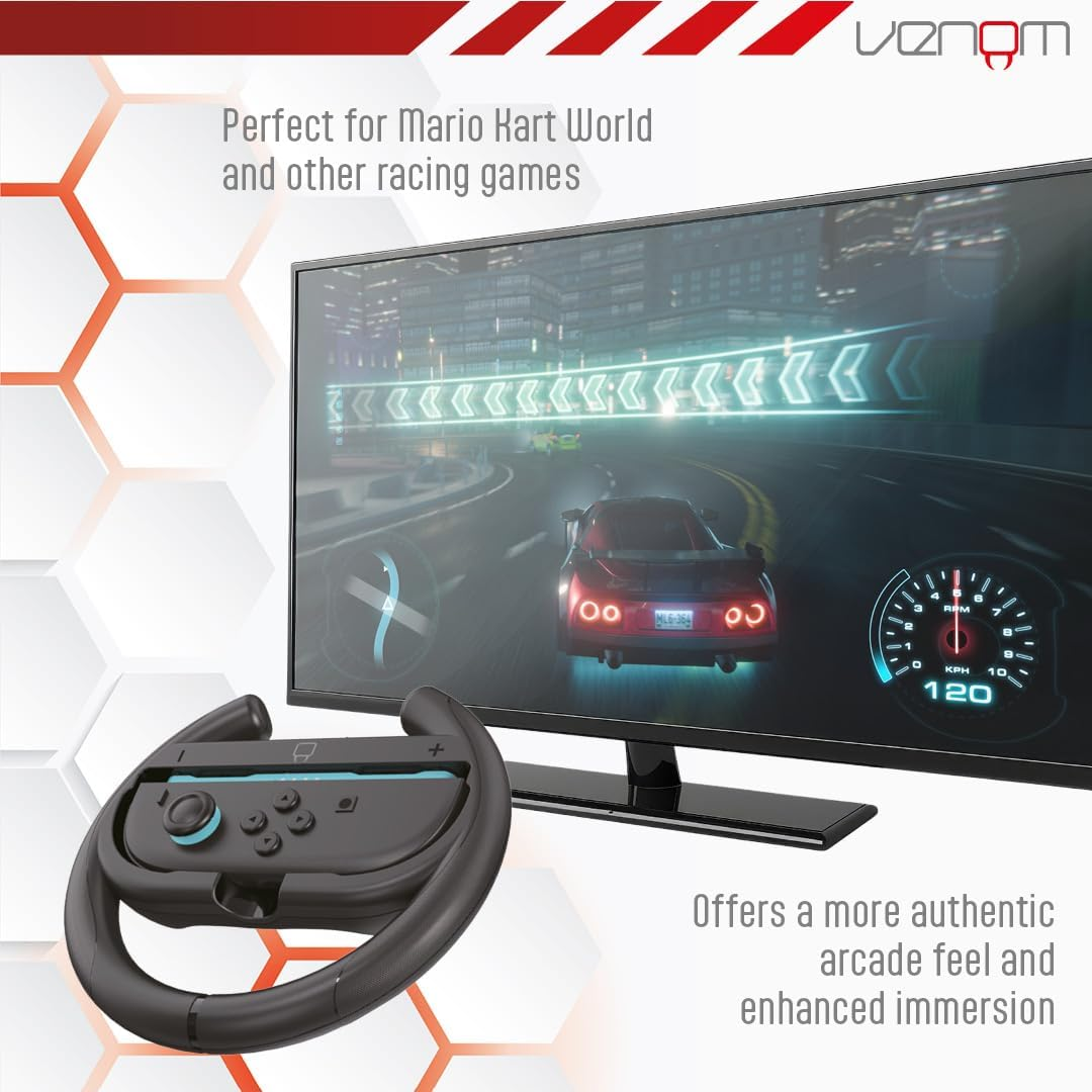 Venom Switch 2 Steering Wheel Twin Pack for Mario Kart World (Nintendo Switch 2) image number 3