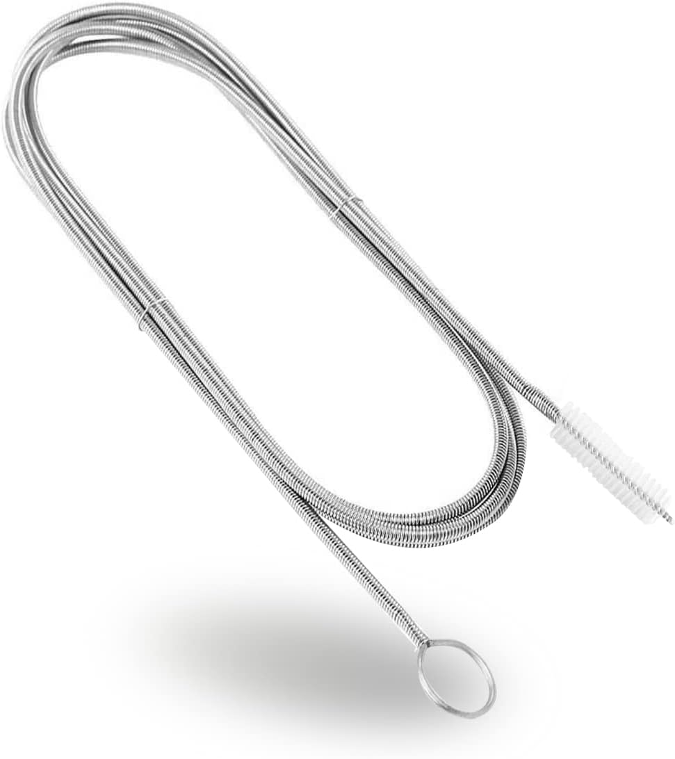 TORMEN 59Inch Tube Cleaning Long Brush, 1.5M Flexible Drain Spring Portable Nylon Straw Brush for Mask and Pipe(White