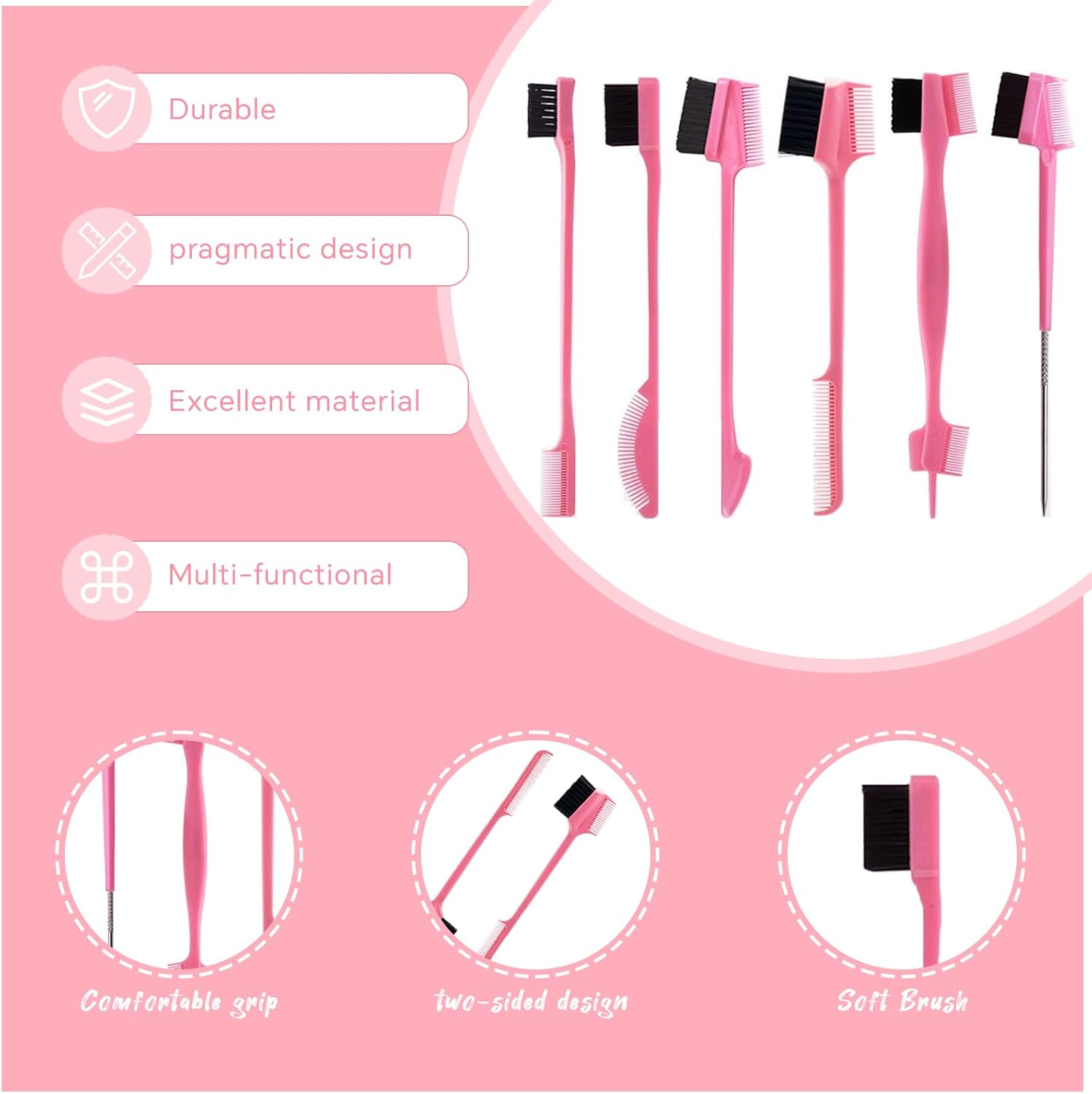 LUHOCIY Pack of 6 Eyebrow Brush, Edges Brush, Double-Sided Eyelash Brush, Designed for a Variety of Beauty Applications, Ideal for Beginners and Professional Makeup Artists Equally image number 1