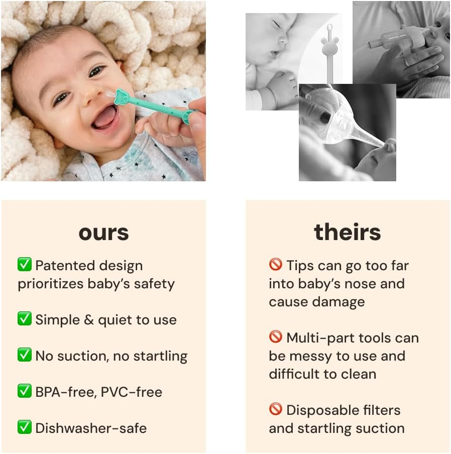 Oogiebear - Nose and Ear Gadget. Safe, Easy Nasal Booger and Ear Wax Remover for Newborns, Infants and Toddlers. Dual Earwax and Snot Remover - with CASE - Aspirator Alternative image number 1