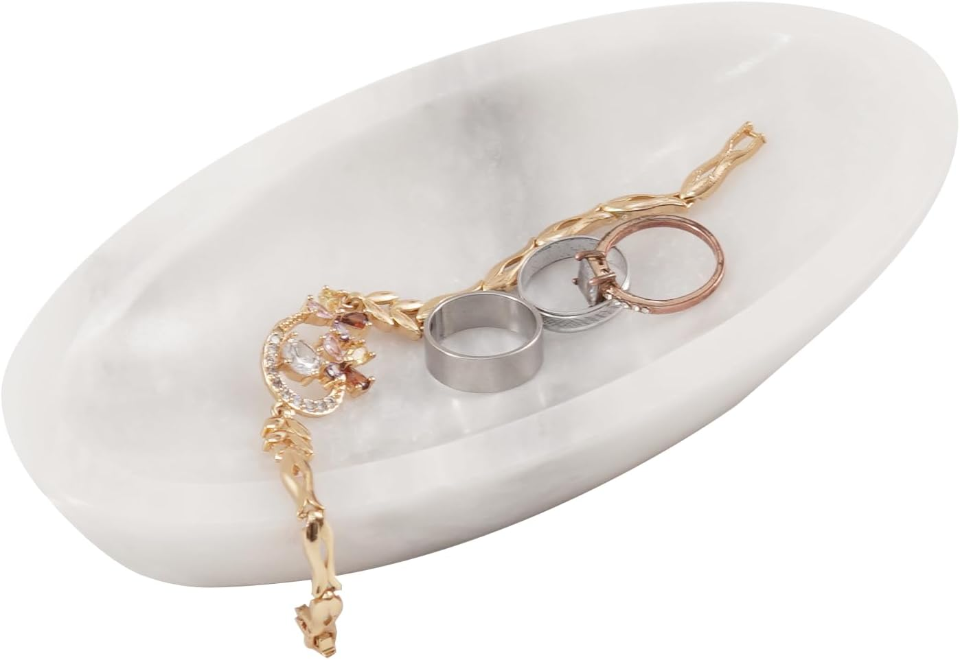 Radicaln Marble Jewelry Tray White 18 Cm Handmade - Aesthetic Room Decor -Jewelry Holder & Organizer - Trinket Dish Tray for Earrings & Rings Display