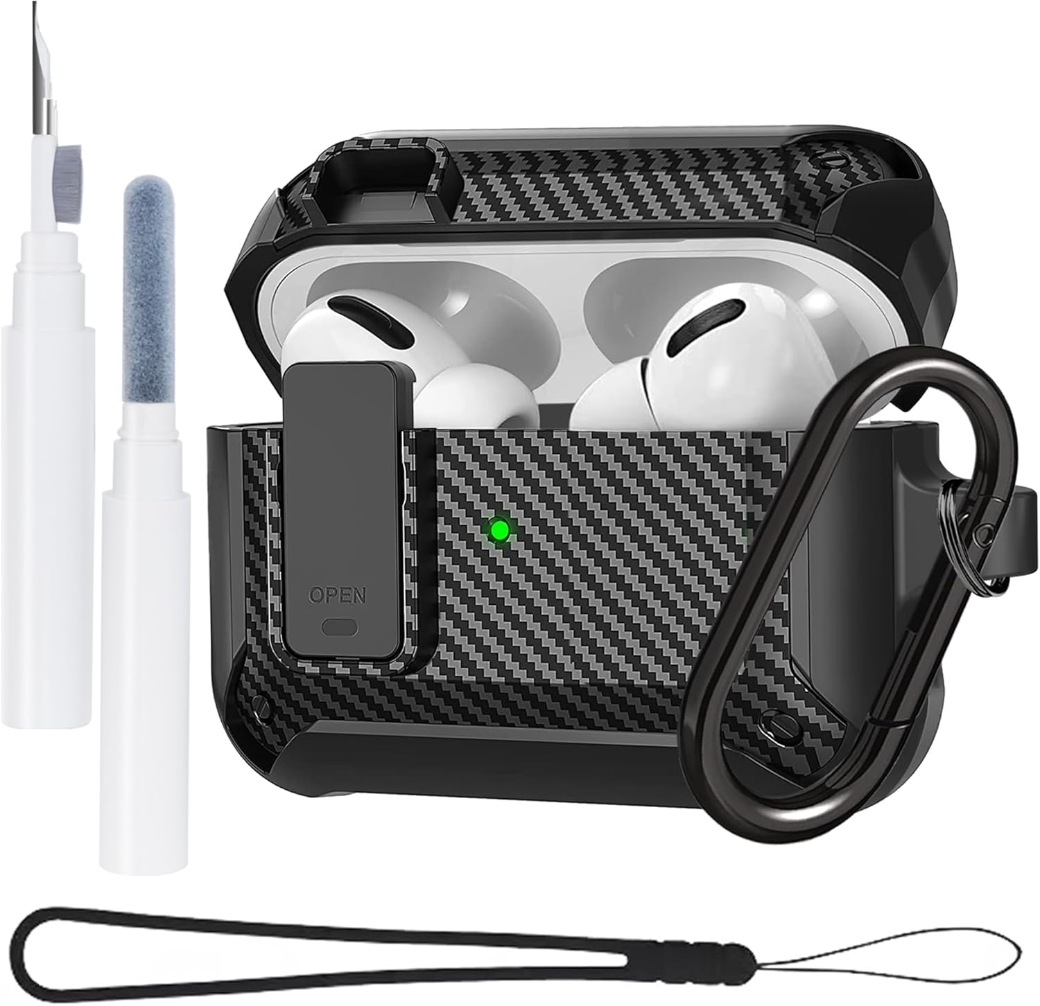 Compatible with Airpods Pro 2Nd Generation Case Cover with Secure Lock, Military Hard Shell for Airpods Pro 2 Case, Shockproof for Airpods Pro 1St Gen Skin with Cleaner Pen Kit for Men Women image number 2