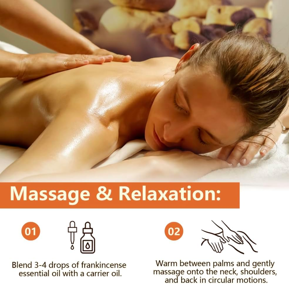 Frankincense Essential Oil 100% Pure & Natural &ndash; Therapeutic Grade, Undiluted &ndash; Aromatherapy Oil for Skin, Face, Hair, Diffuser, Massage & Relaxation &ndash; 60Ml image number 4