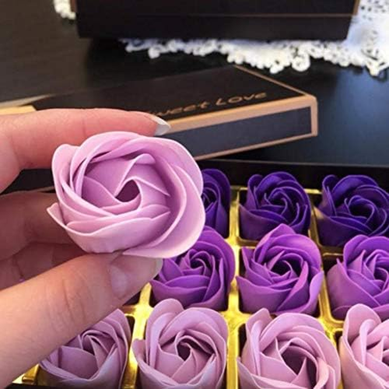18 Pcs Floral Scented Bath Soap Rose Flower Petals (Purple) - Blue image number 5