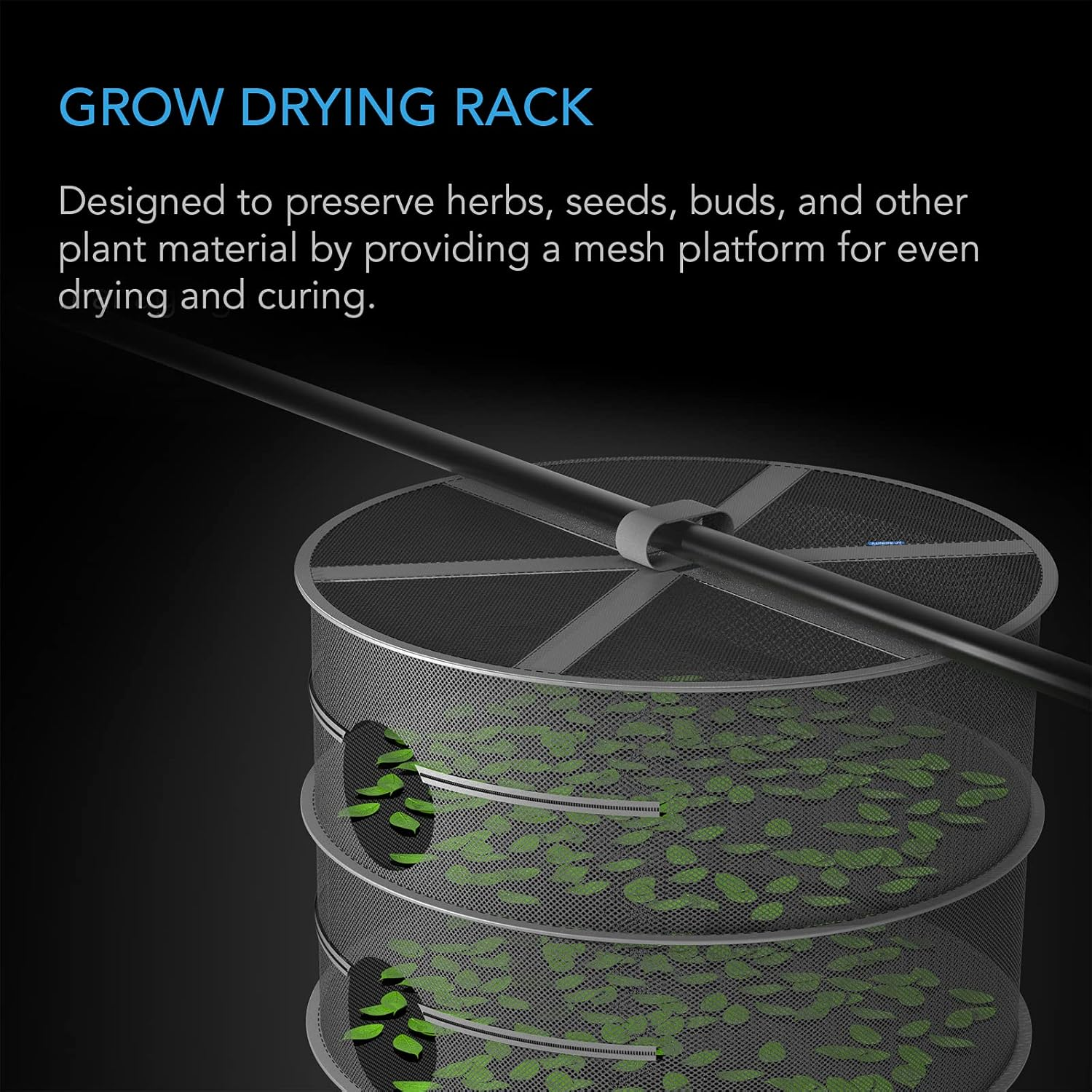 AC Infinity Herb Drying Rack, 6-Layer Hanging Mesh Net for Plants, Seeds, and Buds, 24" Diameter Fit in Grow Tents Closets Hydroponics image number 2