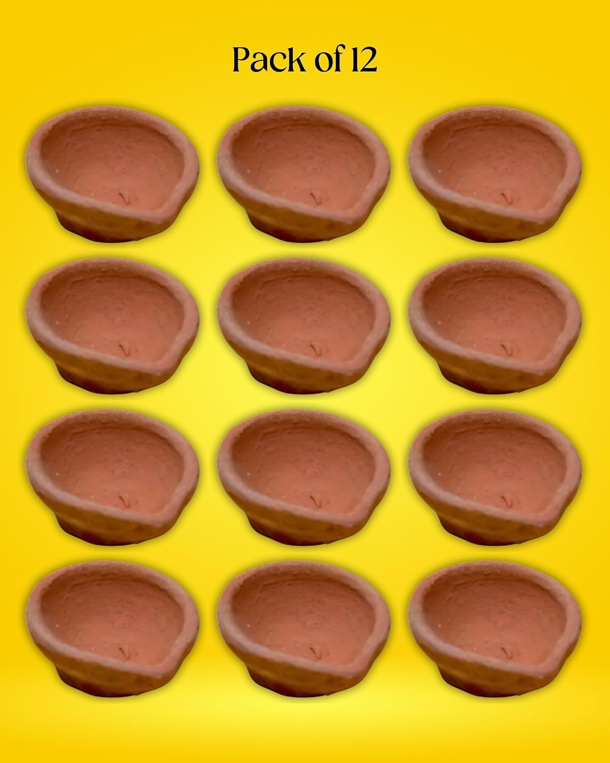 Traditional Handmade Plain Earthen Clay (Mitti) Diya for Diwali, Navratri, Diwali Decor, Home Decoration, Eco-Friendly | 12Pcs Brown image number 1