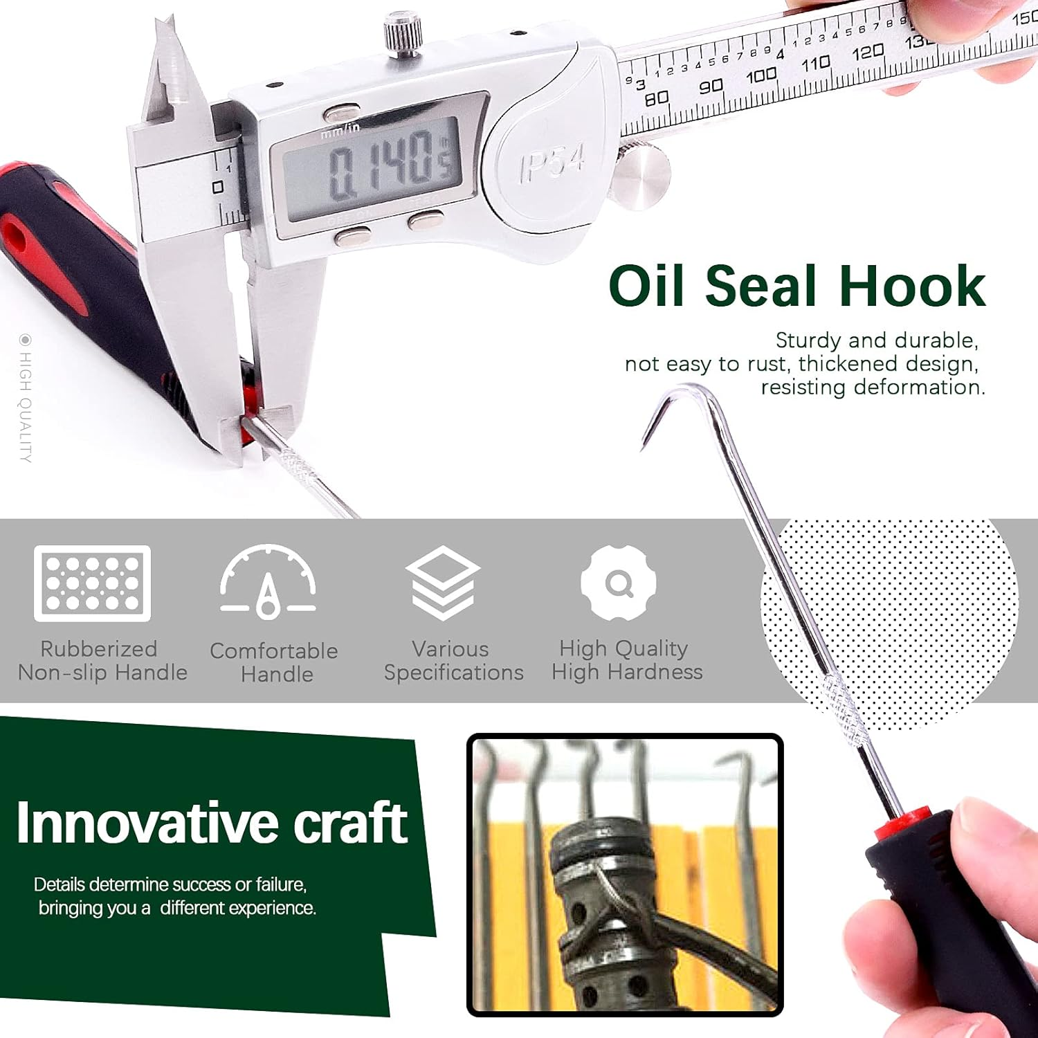 Keadic 11 Piece Heavy Duty Precision Hook Set Long & Mini Precision Hooks Puller, Car Auto Oil Seal/O-Ring Seal Gasket Hooks, Easily Remove Hoses, Gaskets and More image number 2