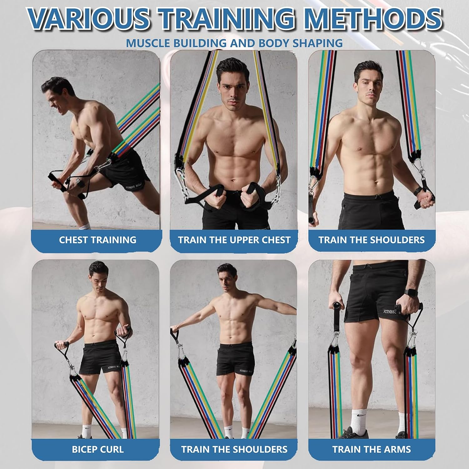 Clearnest Unbreakable Resistance Bands Set 14 Pieces 10-200LBS TPE - Home Workouts Travel Fitness Office Exercise Professional Strength Training for Men Women with Handles