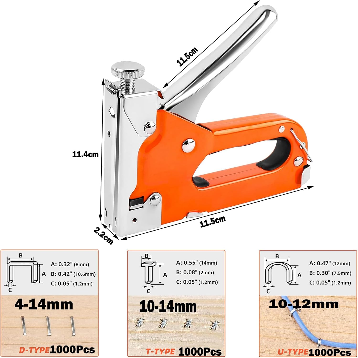 Upholstery 3 in 1 Staple Gun Heavy Duty, with 3000 Staples, Remover, Manual Brad Nailer Power Adjustment Stapler Gun for Wood,Craft,Wire,Cable,Fabric,Furniture,Diy image number 5
