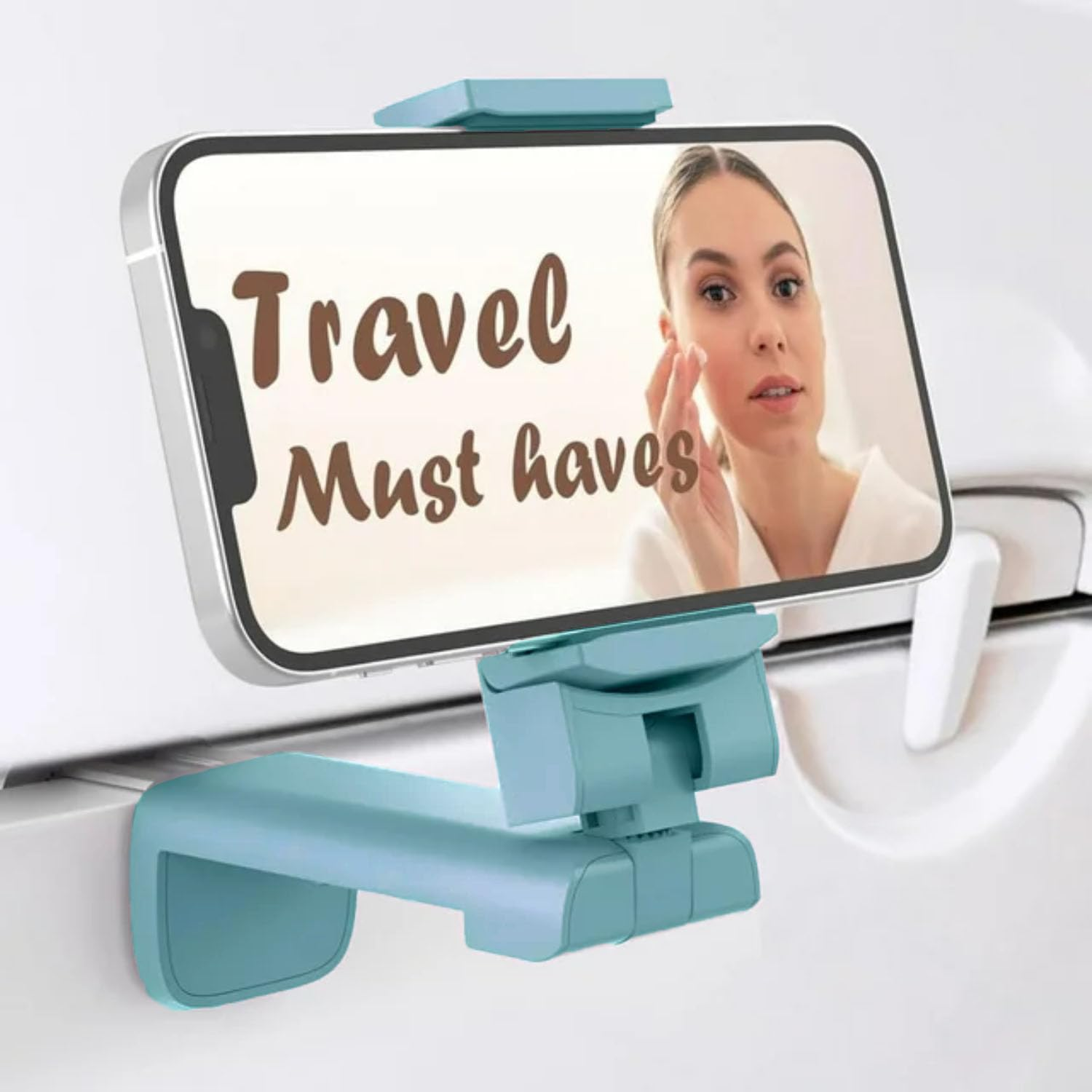 Airplane Phone Holder Travel Essentials, Multi-Directional 360&deg; Degree Rotation, Pocket-Sized Universal Handsfree Phone Mount for Flying Home Kitchen Office and Travel Accessories Must Haves (Green)