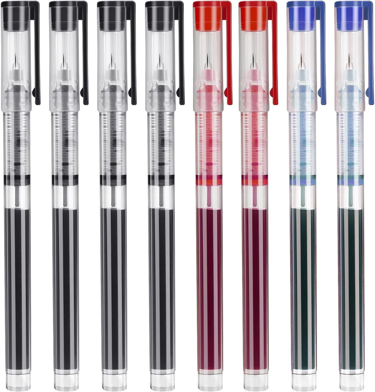 Drenubal 8 Pack Liquid Ink Pens - Multi-Colored Ink 0.5Mm Fine-Tip Rollerball Pens with Quick-Dry & Smooth Ink, Ideal for Writing, Journaling, and Note-Taking (School & Office Supplies)