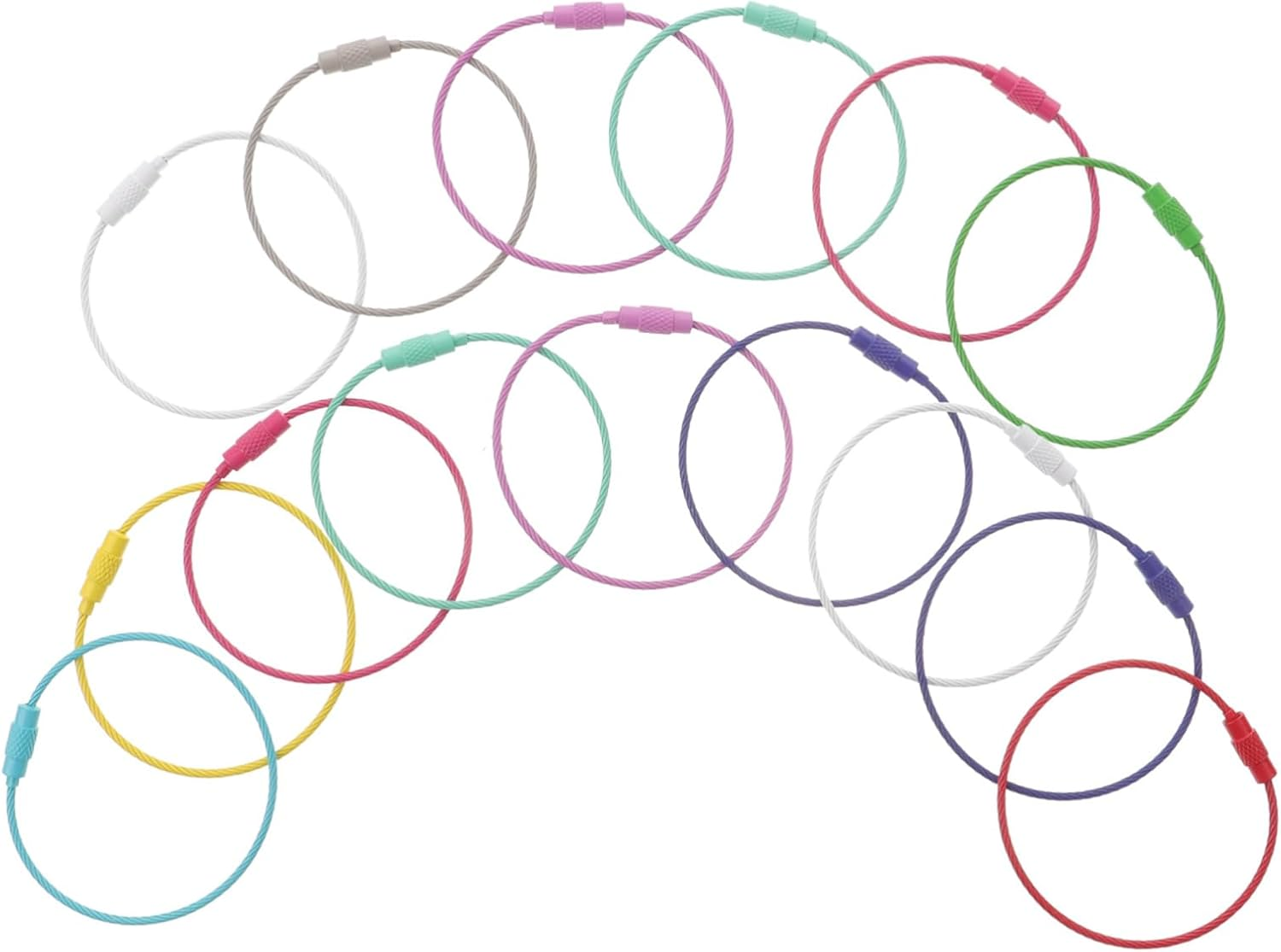 WOFASHPURET 60Pcs Keyring Circle Loop Lanyard Cable Wire Keychain Cable Luggage Tag Rings image number 5