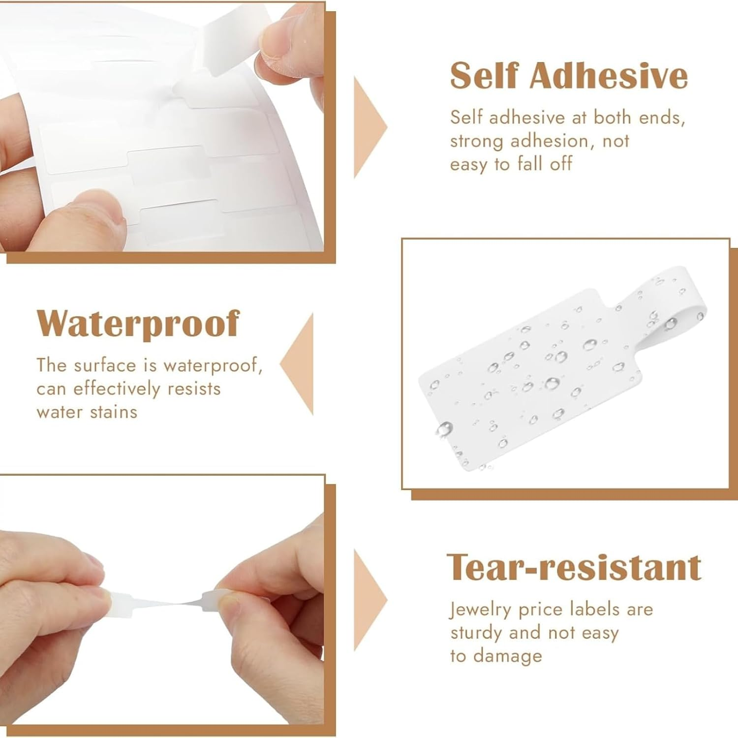 1000 Pcs Jewelry Tags, Self Adhesive Jewelry Price Tags Stickers, White Blank Rectangle Ring Tag Label for Necklace Earring Bracelet Pricing Identify image number 5