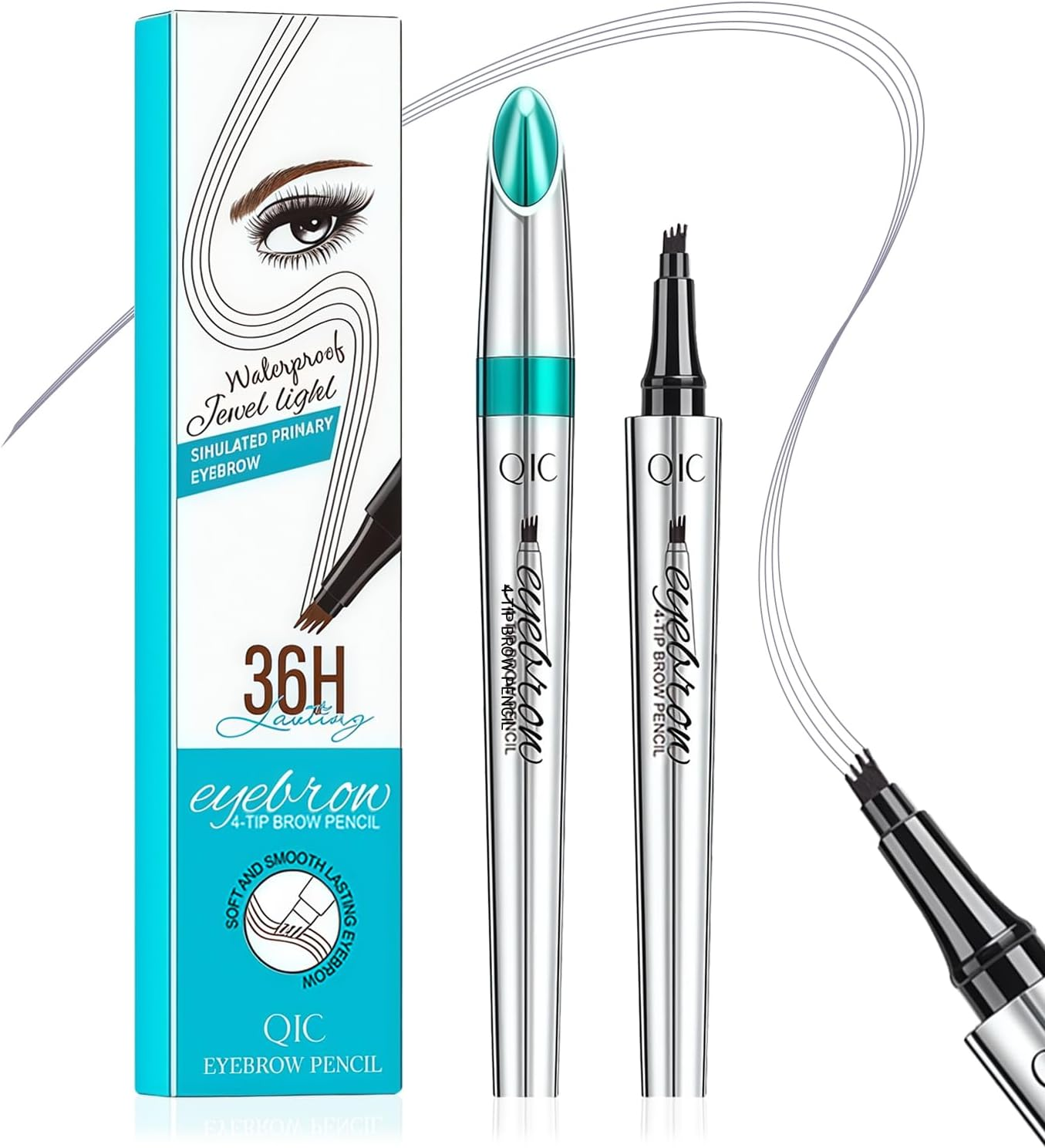 YBUETE Eyebrow Pen Microblading Eyebrow Pencil, Four-Pronged Tip Microfine Split Eyebrow Pen, Professional Bionic 3D Natural Eyebrow Makeup, Long-Lasting Waterproof Eye Brow Pencils for Women