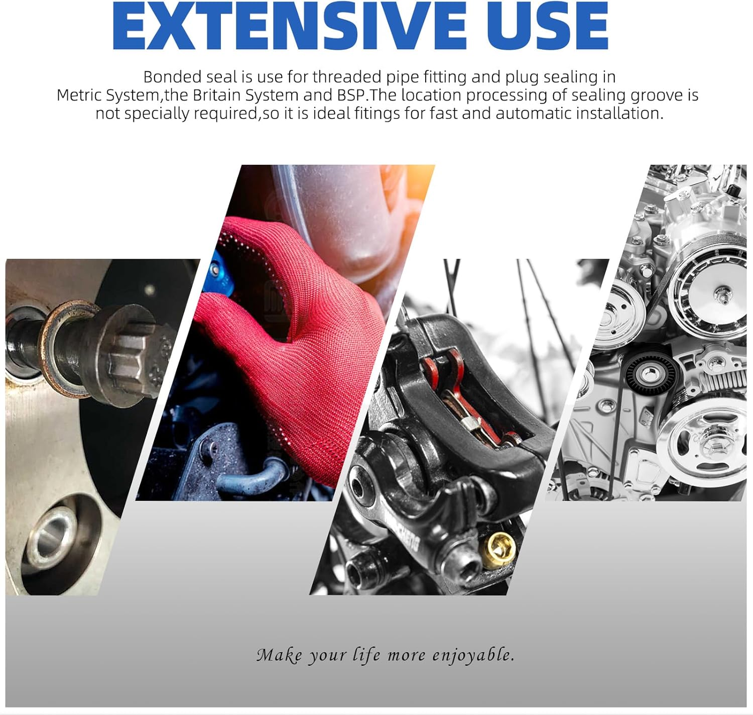 Glarks 60Pcs Air Conditioning Compressor Port Seal Washer Kit, BC-6004 BC-6005 BC-6001 BC-6003 BC-6002 BC-6003A BC-6010 BC-1700219 BC-6009 AC Port Seal Washer Kit, A/C Compressor Seal Washers Kit image number 2