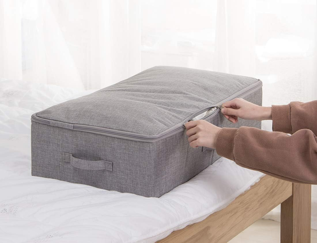 Iwill CREATE PRO Pack of 2, Folding Zip Lidded under Bed Storage Boxes, Good for Shoes, Duvets, Clothes,Toys Organiser, Light Gray image number 4