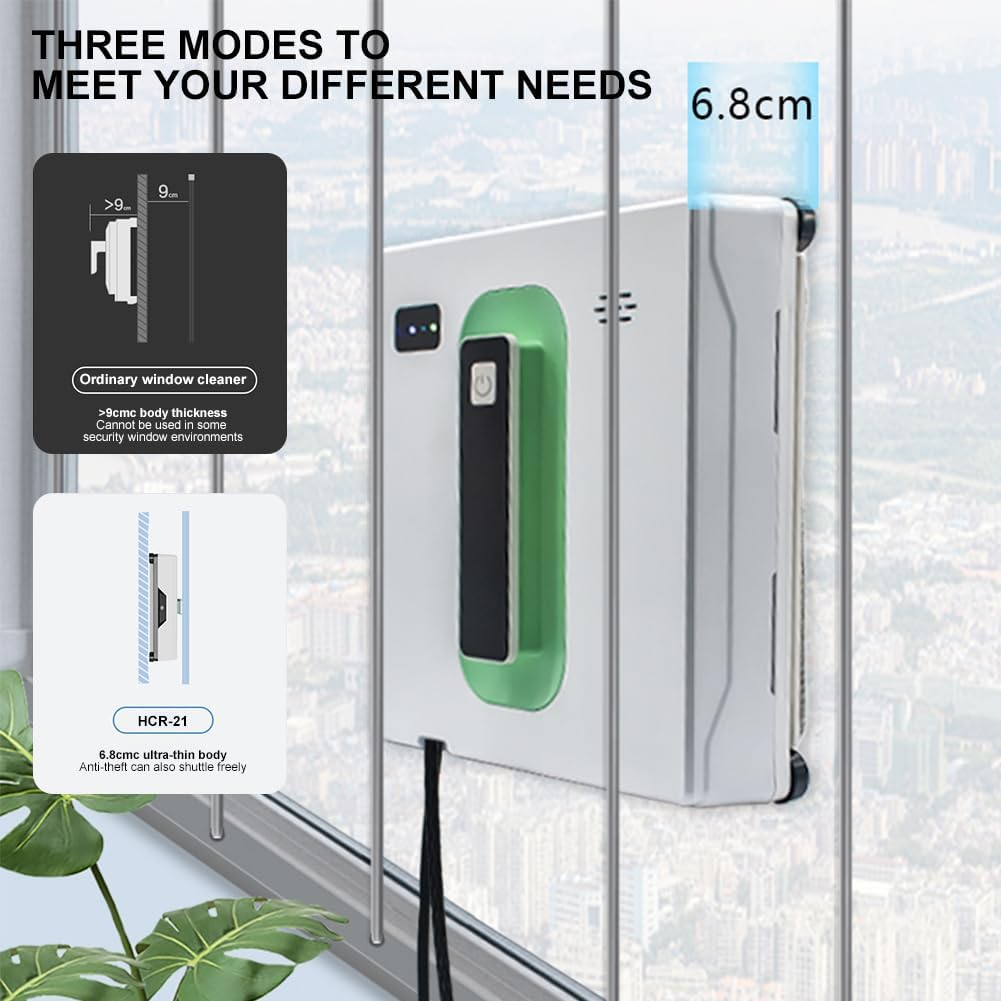Window Cleaner Robot with Dual Water Spray, Automatic Window Cleaner Robot Smart Glass Washer with Anti-Falling Sensor,App Control,Suitable for Outdoor Indoor High Rise Windows Tiles (White+Green) image number 3