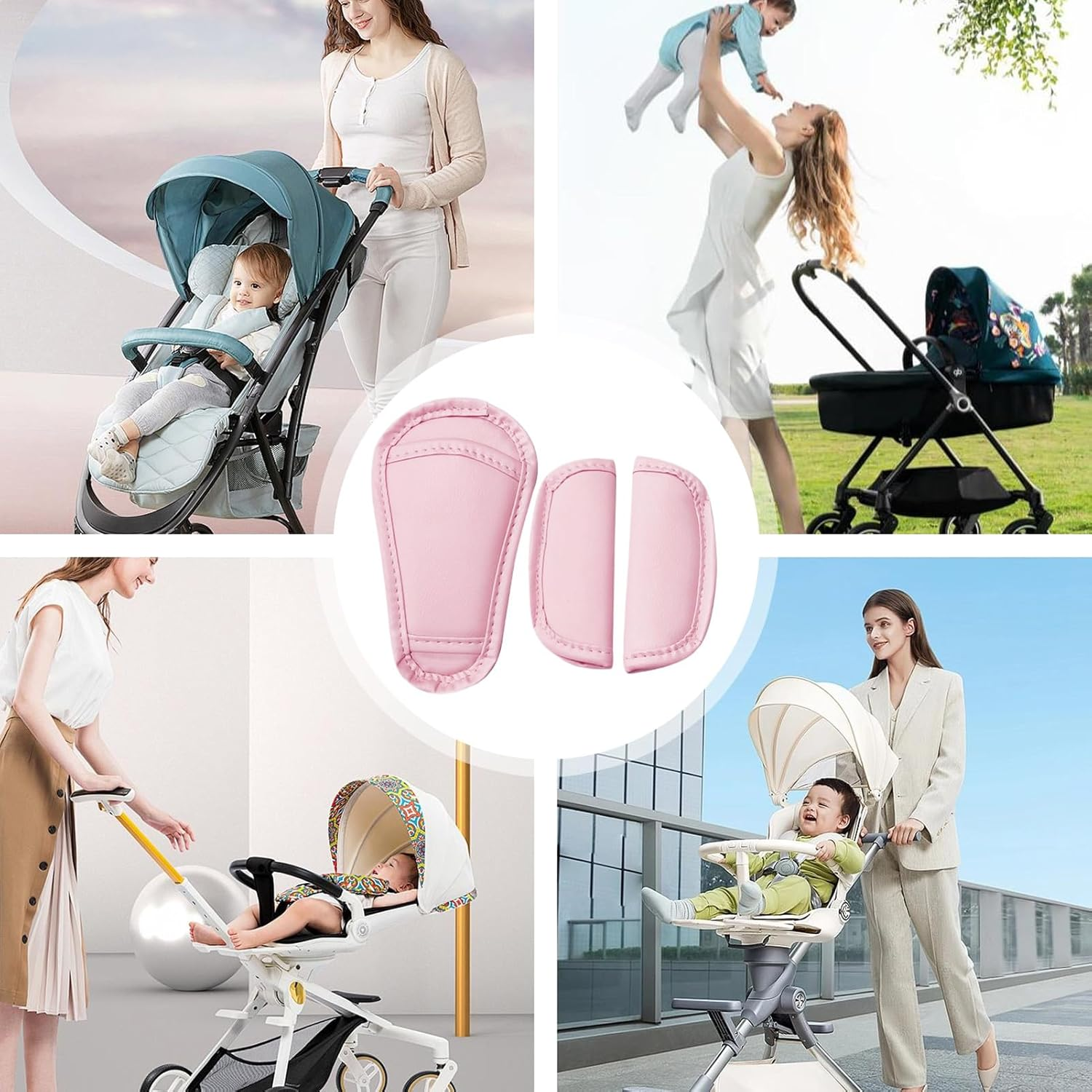 Shoulder Strap and Crotch Harness Pads - Soft 3-Piece Set for Car Seats and Strollers | Child Safety Belt Cushion, Breathable Baby Strap Pad, Dining Chair Harness Cover for All Vehicles - Blue image number 4