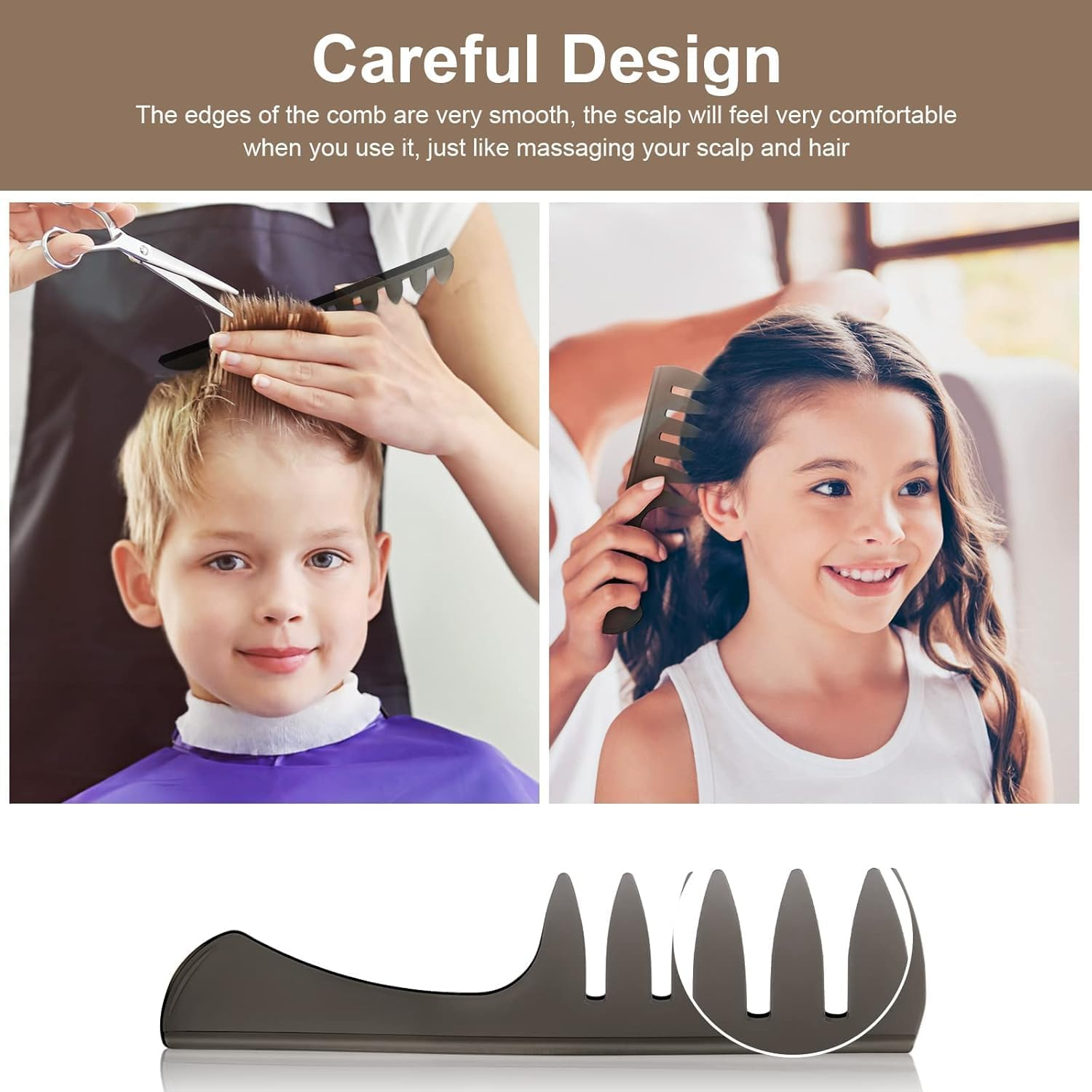 Mens Styling Comb, 6Pcs Wide Tooth Hair Comb Styling Set, Anti-Static Hairdressing Comb Curl Wet Comb for Men Ladies Hair Hairstyle (Black, One Size)