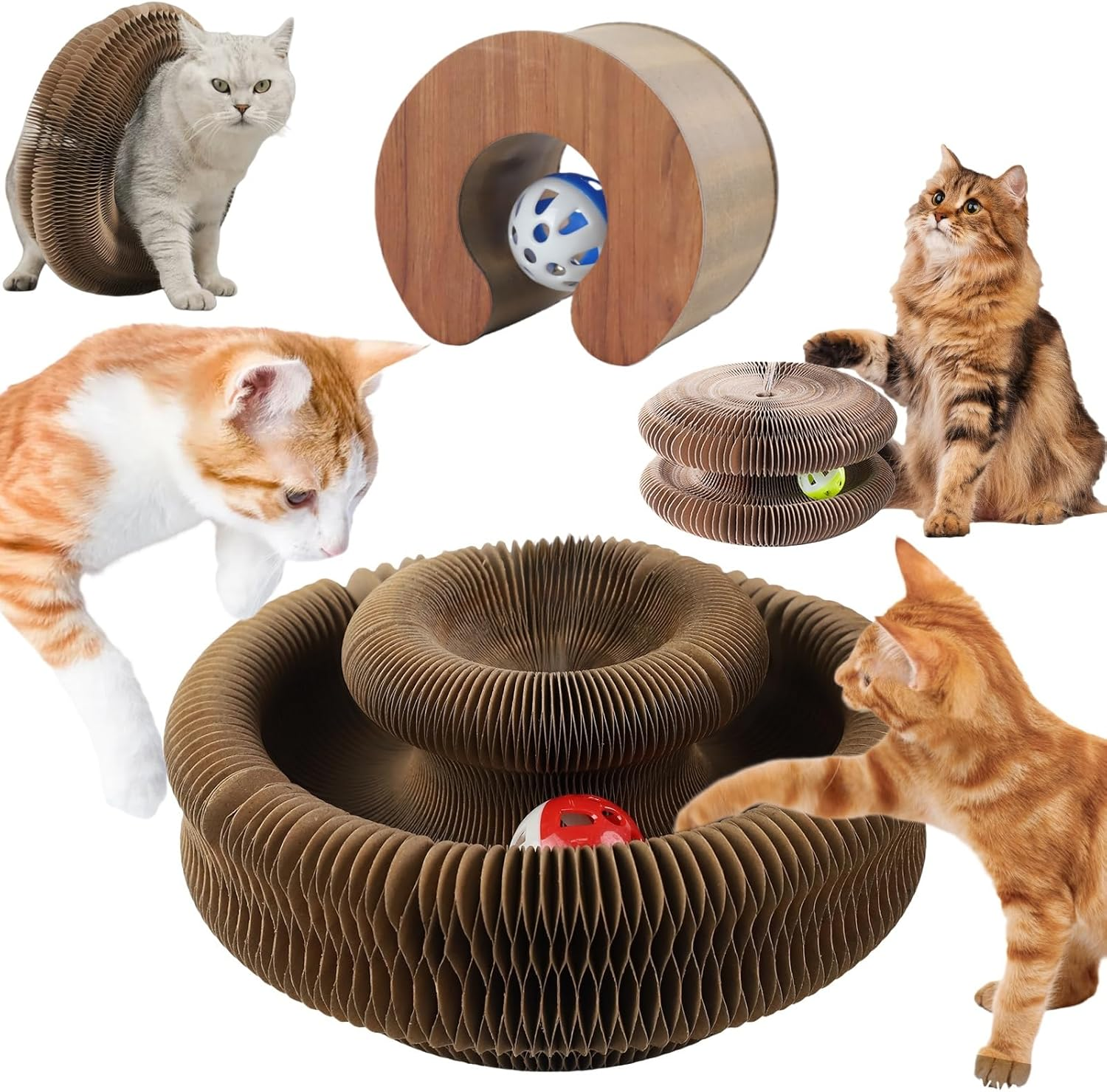 Mhwan Scratching Cocoon for Cats, 2-In-1 Cat Toy Self-Activity and Kitten image number 4