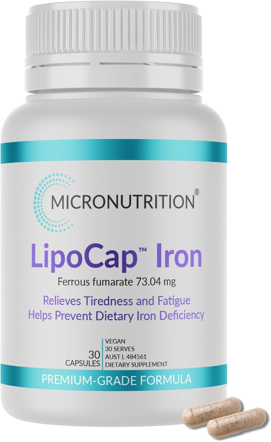 MICRONUTRITION Lipocap Iron Supplement, 30 Vege Caps image number 4