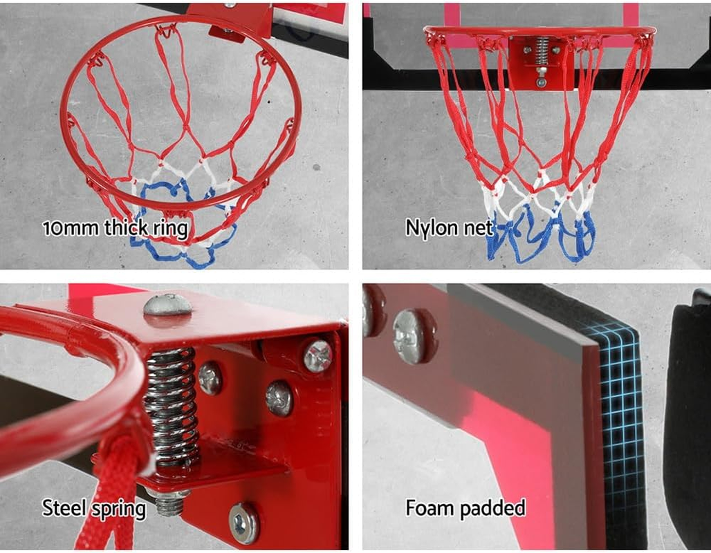 Everfit 23" Mini Basketball Hoop for Kids Adult, Indoor Door Basket Ball Hoops Net Wall Backboard, Wall-Mounted Toys Home Room for Sports Exercise Playing Game, Red image number 2