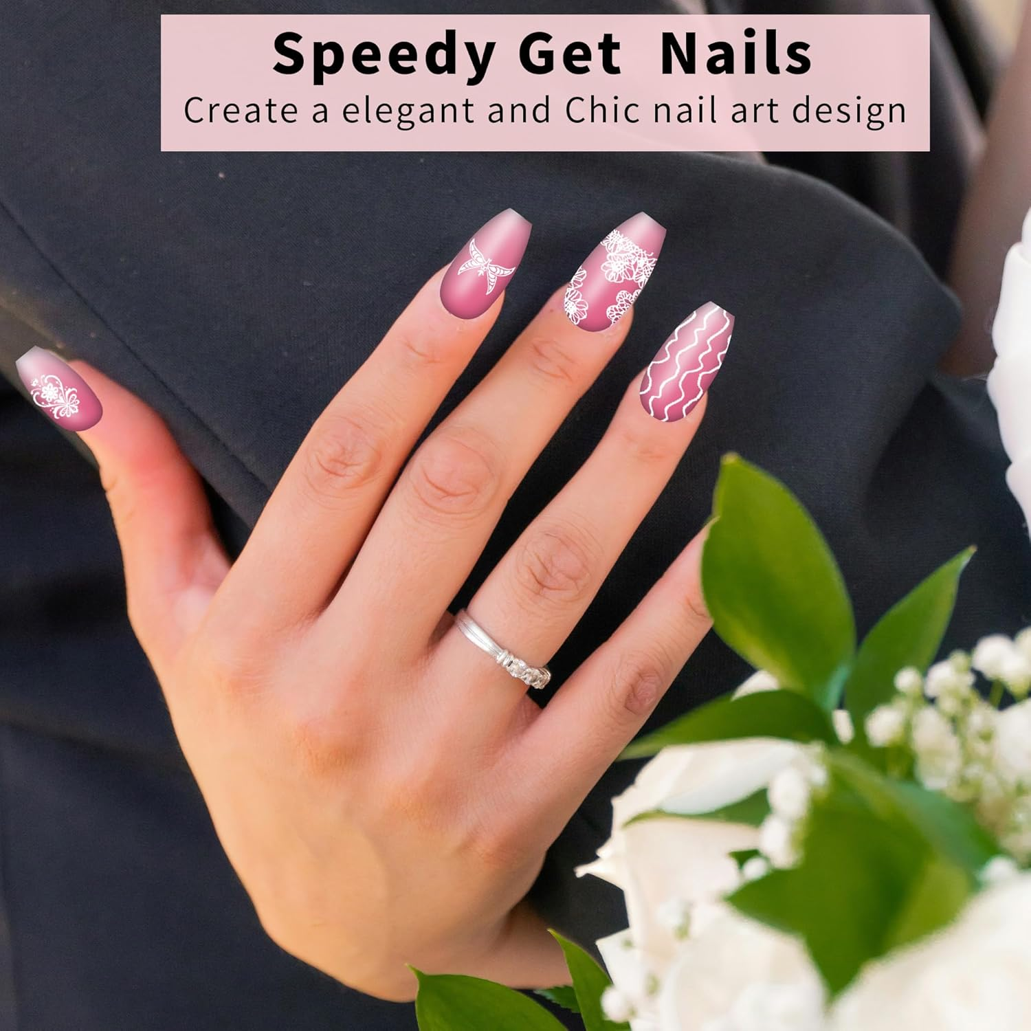 8PCS Nail Stamping Plate, Lace Nail Stamper Kit for DIY Print, Art Nail Stamping Kit for Women Nail Decoration, Nail Art Stamp for Manicure Salon Design Gift (8) image number 3