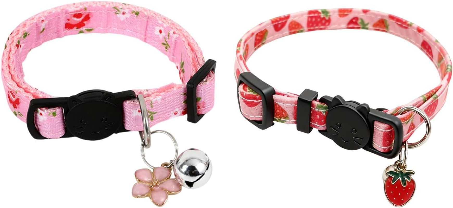 DUINIU 2 Pink Cat Collars, Safety Adjustable Collars, Pet Decoration Accessories, Kitten Wear Collars image number 1