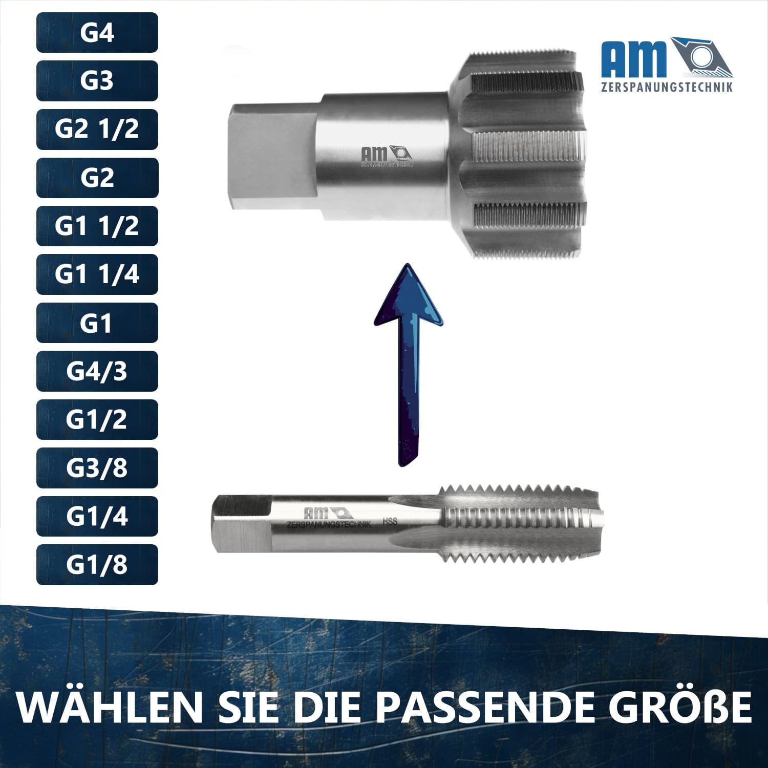 Am-Zerspanungstechnik Tap G3/4 | Tap Cutter Inch | HSS Pipe Tap | Whitworth Pipe Thread G | Cutting Tap Inch Thread - G (BSP) 3/4 image number 4