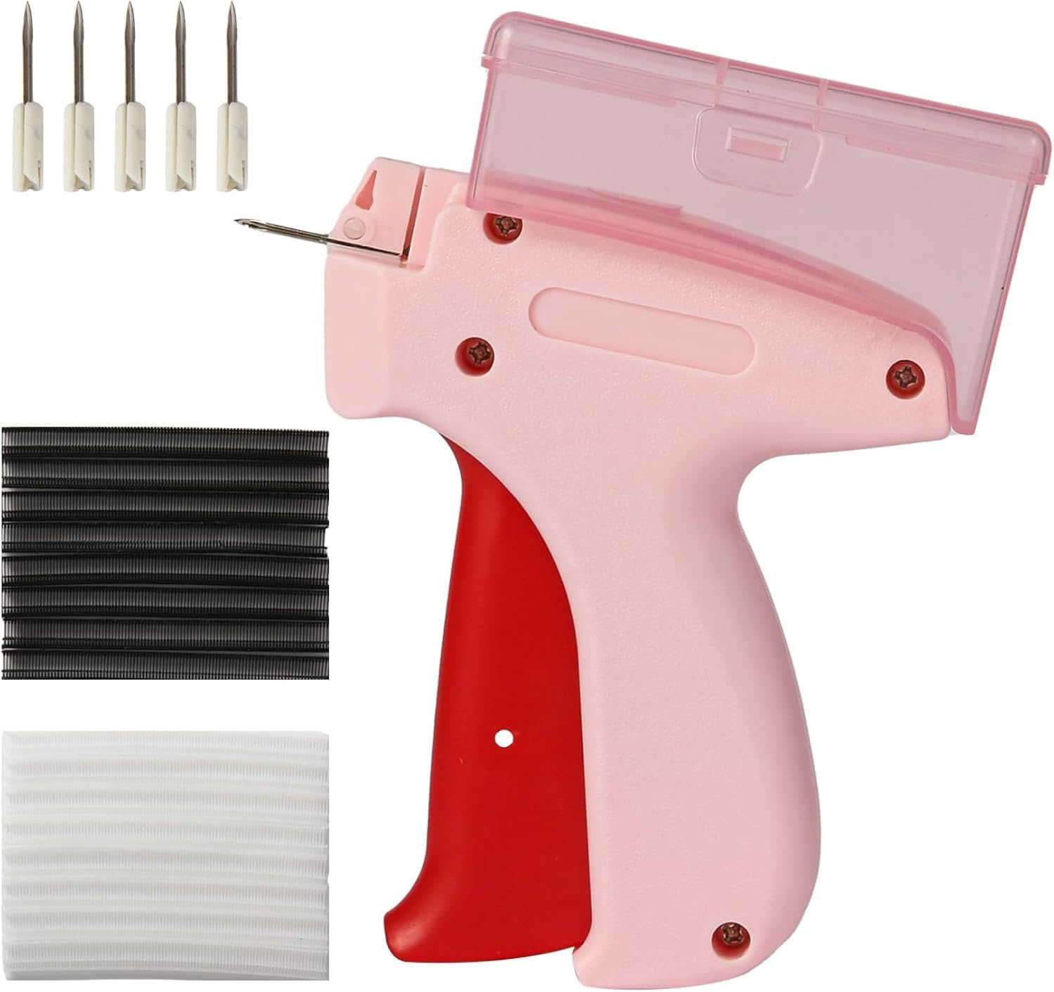 Stitch Gun with Storage Box for Clothes,Fine Stitch Gun Kit Handheld Tagging Gun for Clothing,Quick Hemming Sewing Tool Kit Clothing Fixer with 5 Needles,1000 Black & 1000 White Fasteners image number 1