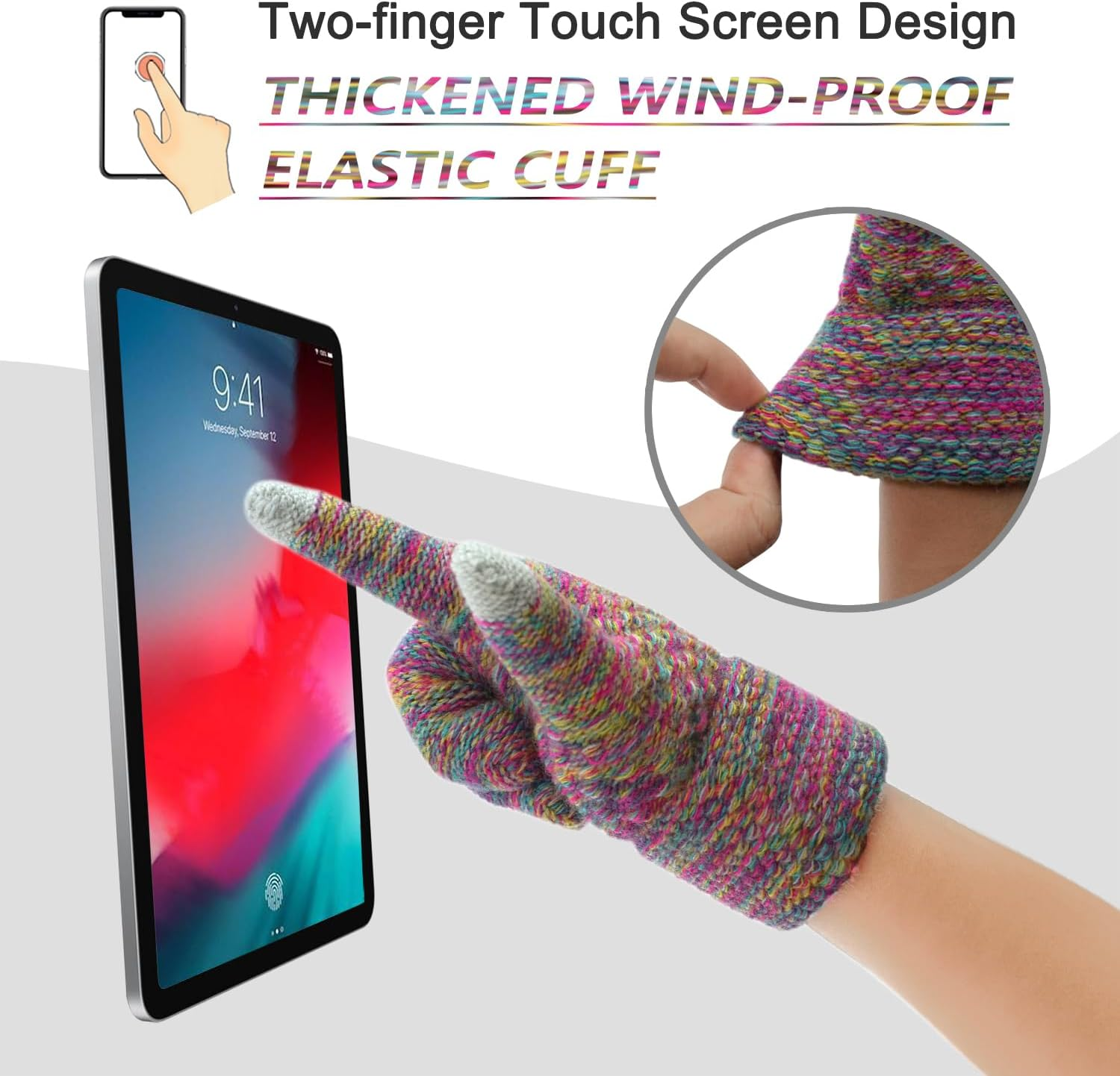 Kids Winter Beanie Hat Scarf and Touchscreen Gloves Set,Fleece Lining Beanie Hat Knit Gloves Neck Warmer for Children 2-8 image number 5