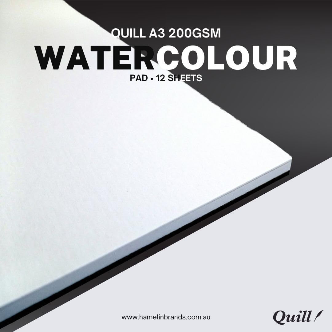 Quill A3 Watercolour Pad, 200Gsm, 12 Sheets, Portrait Orientation image number 3