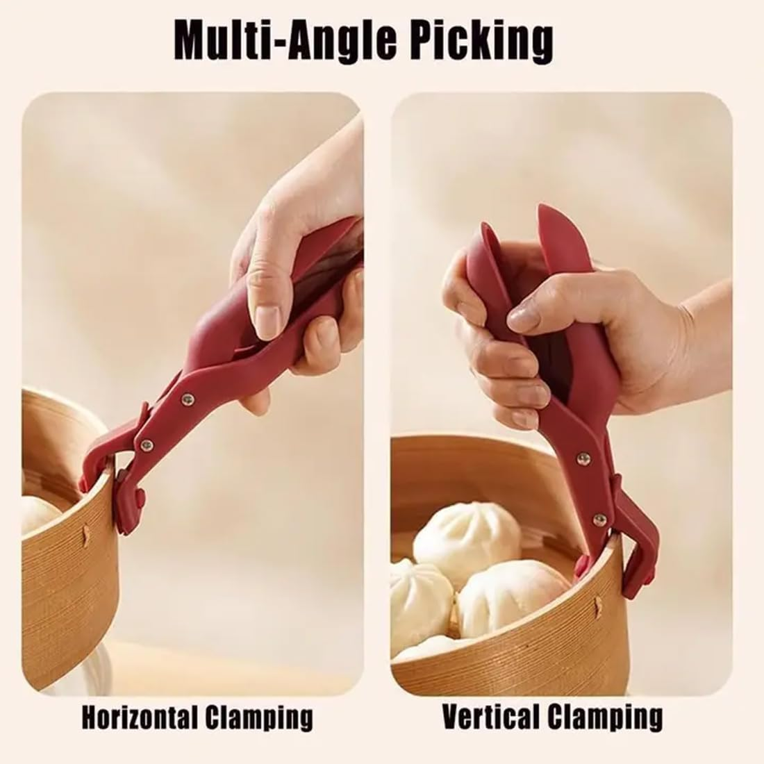 Multi Angle Hot Plate Gripper, Hot Plate Gripper Tongs, Multi-Purpose Hot anti Scald Bowl Holder Clip for Kitchen, Secure Grip & Non Slip for Dishes, Plates (2, Green&Red)