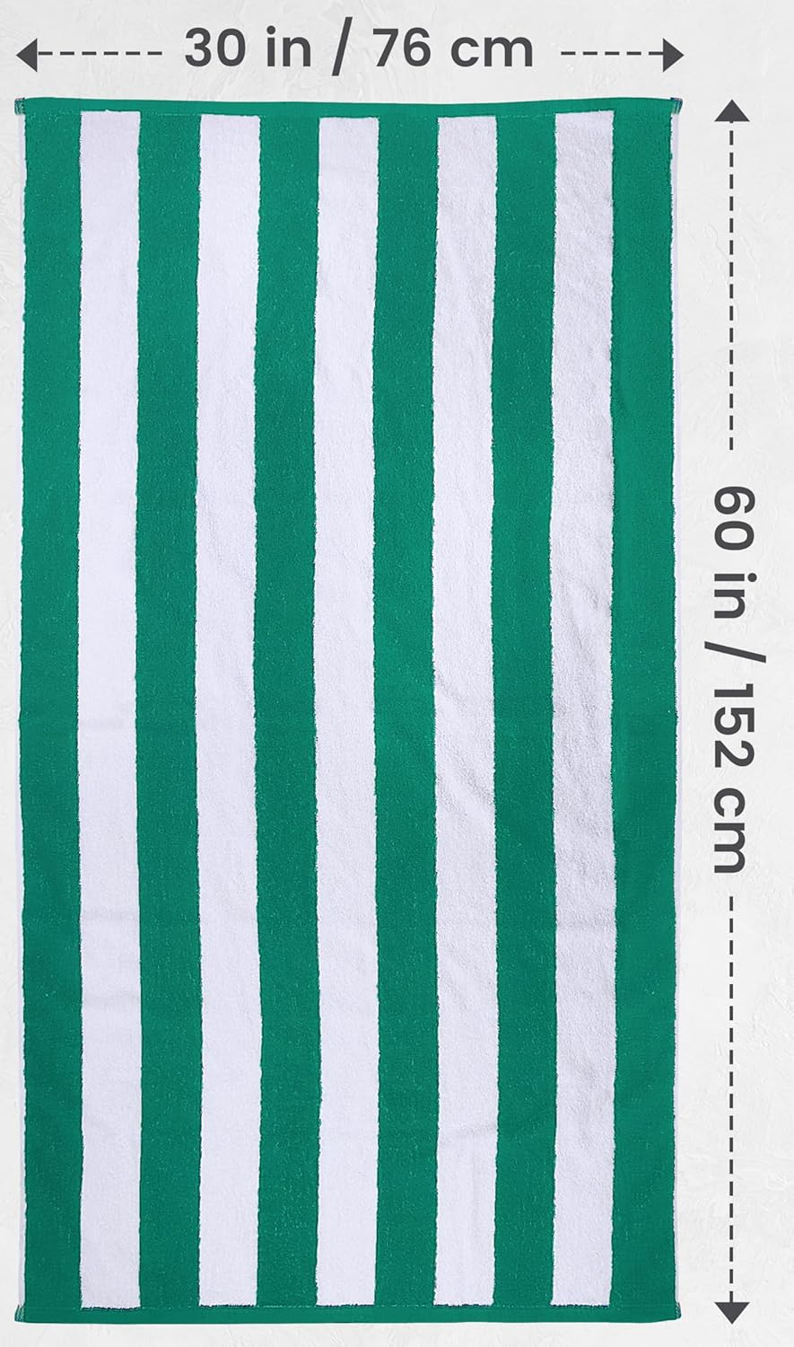 Utopia Towels Large Beach Towel - Cotton Pool Towels - Cabana Stripe Towels (4 Pack, 30 X 60 Inches) Green