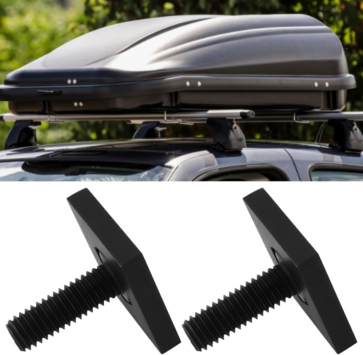 4Pcs Luggage Rack Rail T-Bolt for Roof Box Bicycle Rack 6X18Mm/20X20X4Mm Black image number 2