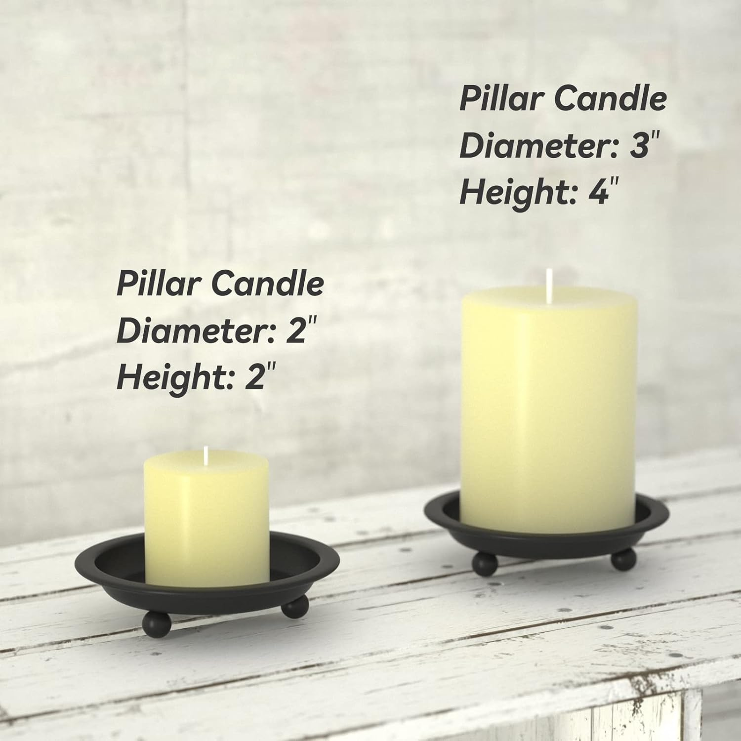 Matte Black Iron Candle Plate, Set of 2, Metal Saucer Style Candle Holder for Pillar/Scented/Flameless/Ball Candles, Decorative Candle Stand for Table Centerpiece image number 5