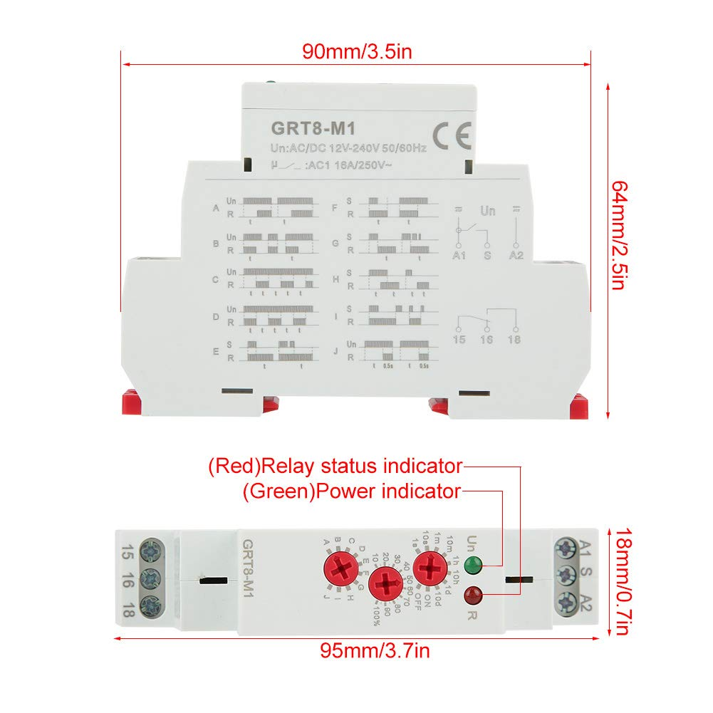 Multifunction Delay Time Relay, Electric Timer Control Relay with 10 Functions, Wide Time Delay Adjustment Range for Industrial Equipment, image number 5