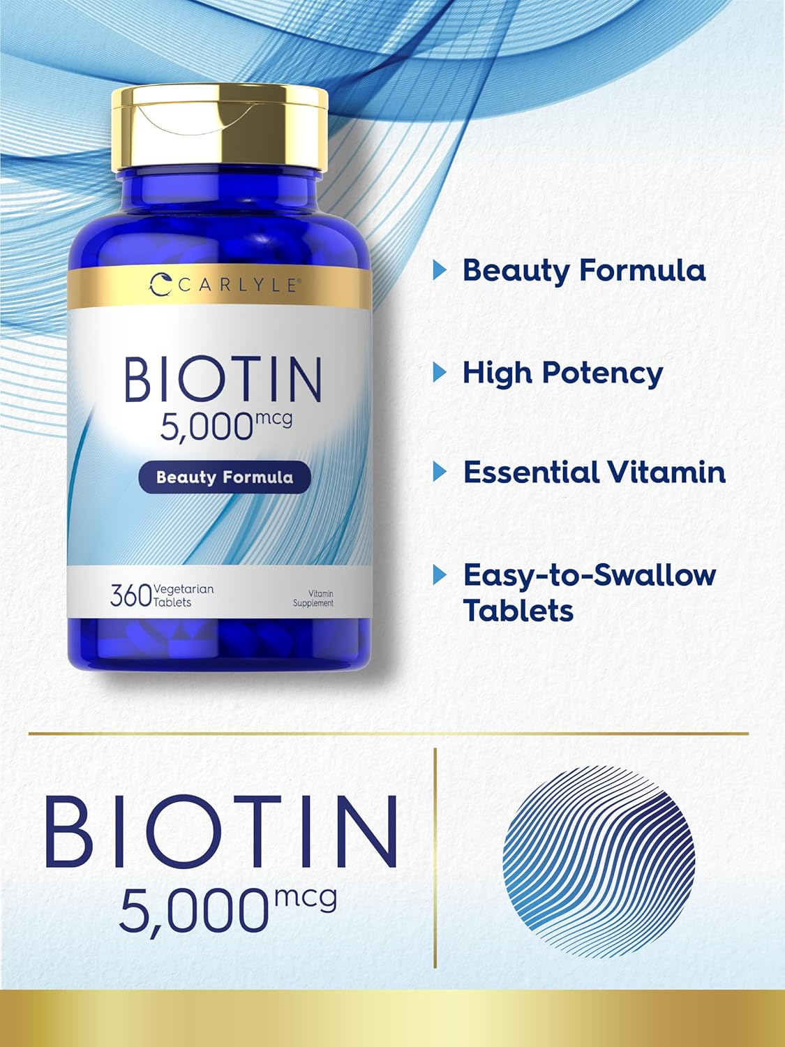 Biotin 5000Mcg | 240 Vegetarian Tablets | Beauty Formula Supplement | Non-Gmo, Gluten Free | by Carlyle image number 6