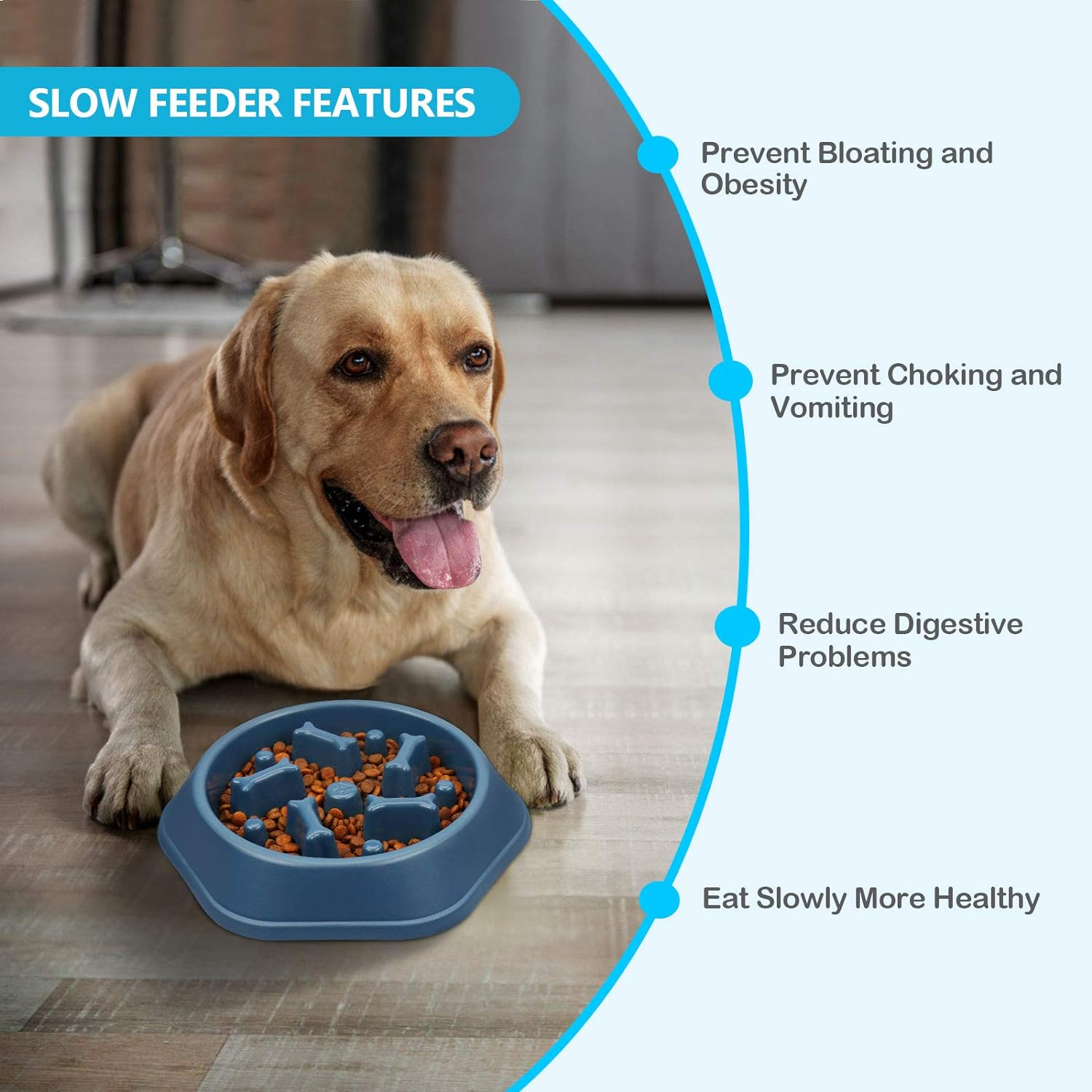 UPSKY Slow Feeder Dog Bowl - Anti-Chocking, Interactive Puzzle Bowl for Slow down Eating, Anti-Slip, Bloat Stop Maze, Small Medium Dogs image number 4