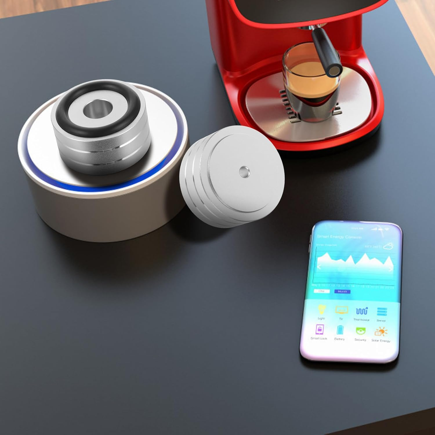 GALPADA 2Pcs Silver Small anti Vibration Aluminum Alloy Speaker Isolation Feet Pads for Hifi Audio Amplifier and CD Player, Shock Absorbing Speaker Base Cushion for Home Theater Systems image number 1